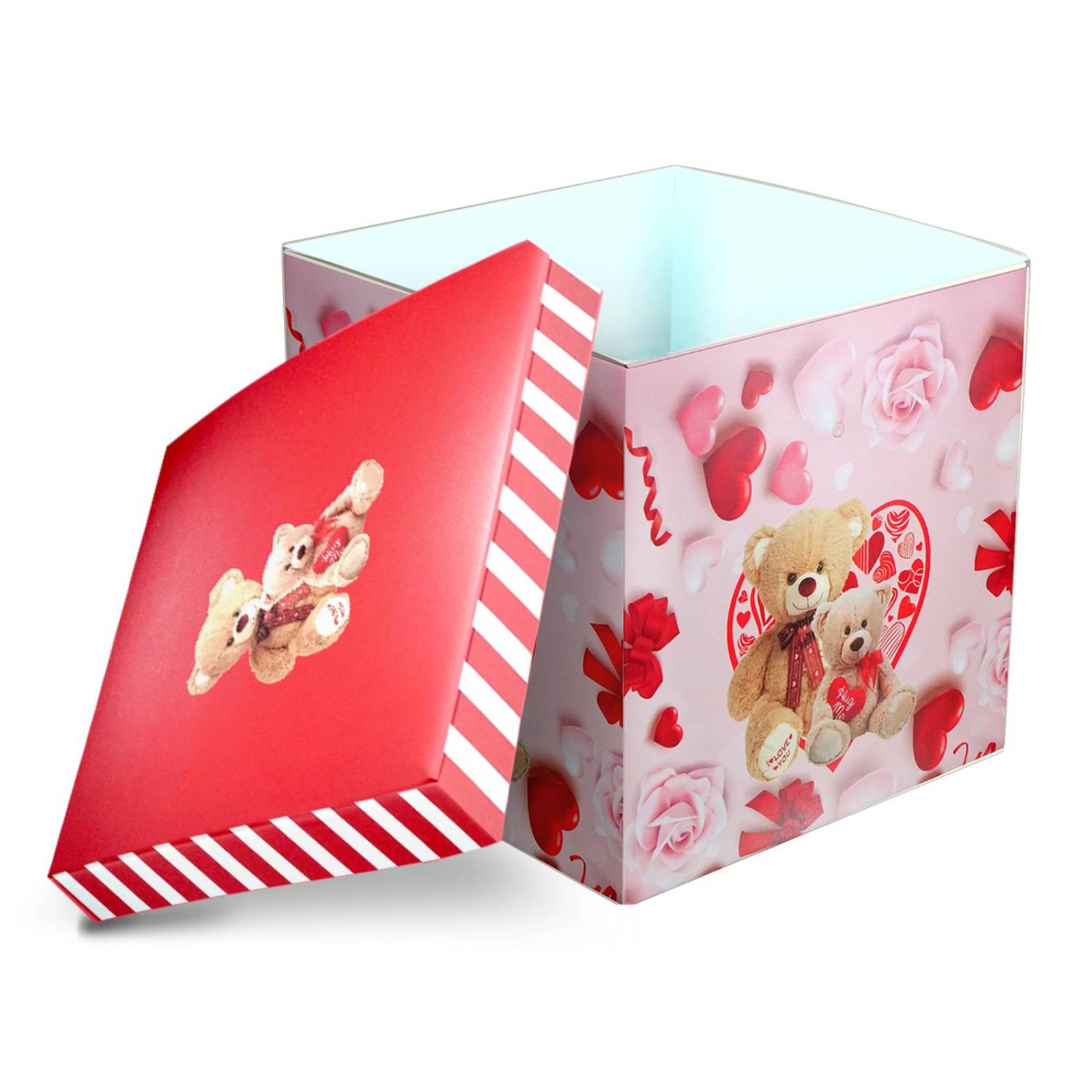 Caja Para Regalo Love 14 D Febrero 15X15 cm 6pz Oso rosa
