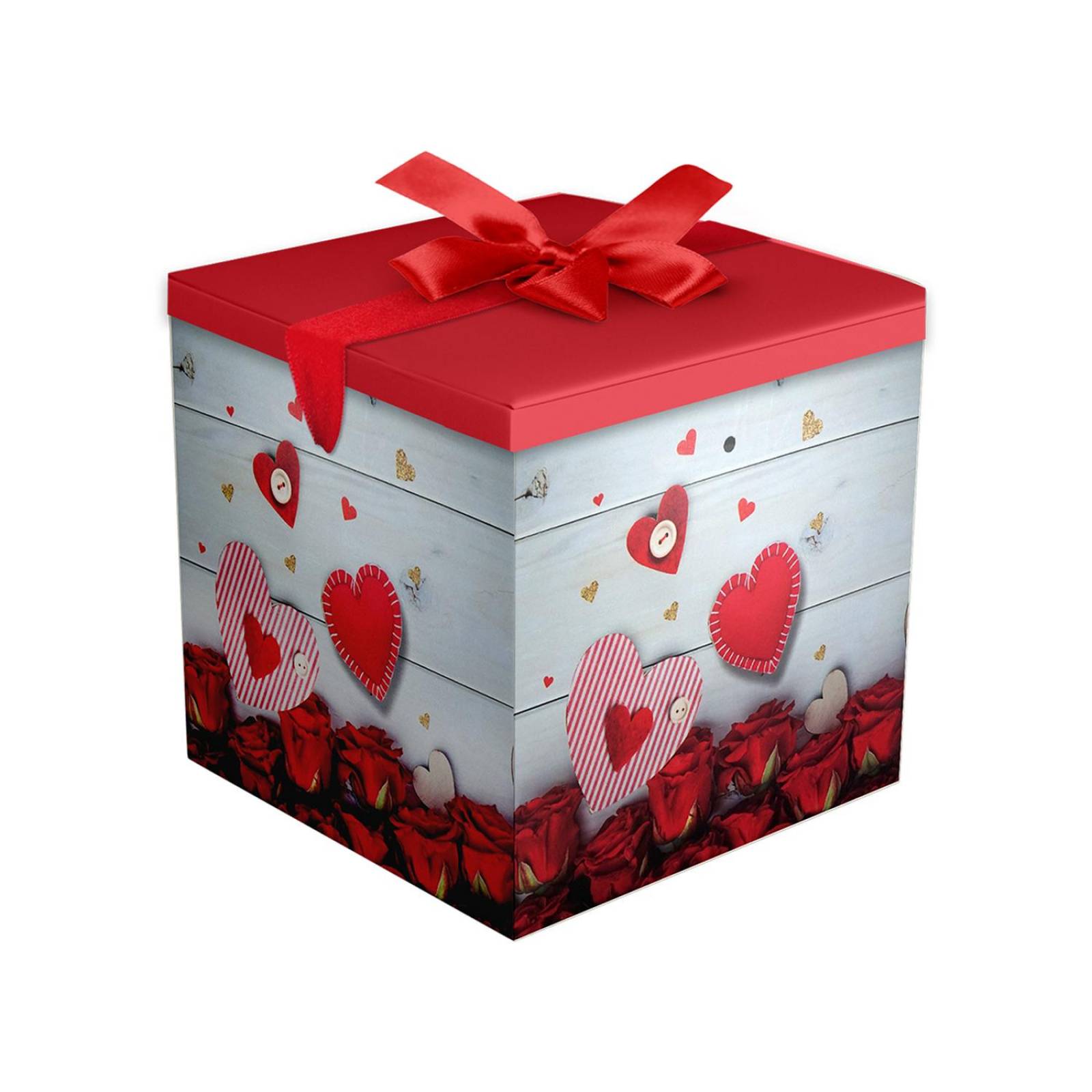 Caja Para Regalo Love 14 D Febrero 15X15 cm 6pz Corazones gris