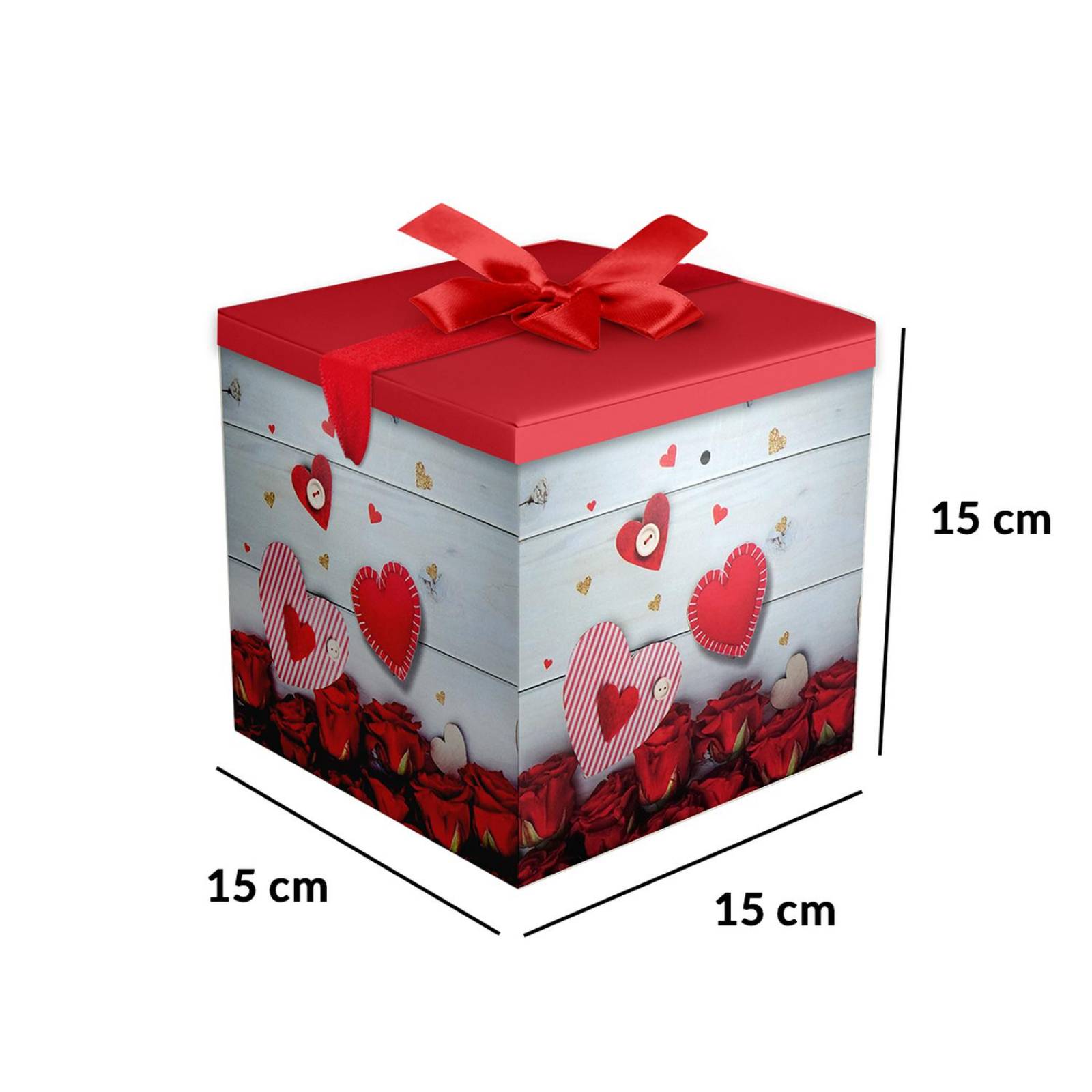 Caja Para Regalo Love 14 D Febrero 15X15 cm 6pz Corazones gris