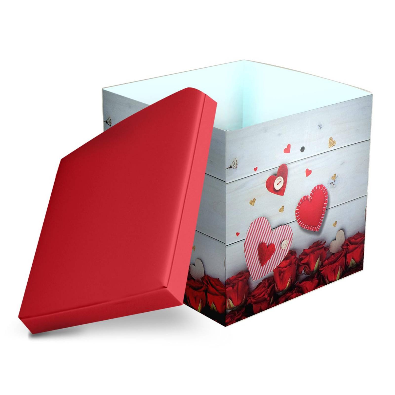 Caja Para Regalo Love 14 D Febrero 15X15 cm 6pz Corazones gris