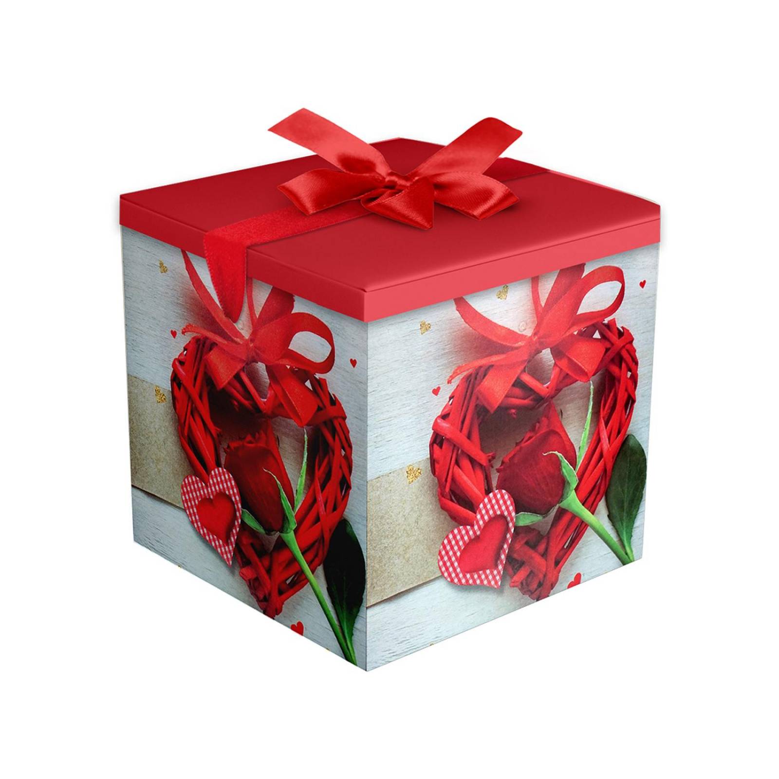 Caja Para Regalo Love 14 D Febrero 15X15 cm 6pz Rosa y corazón