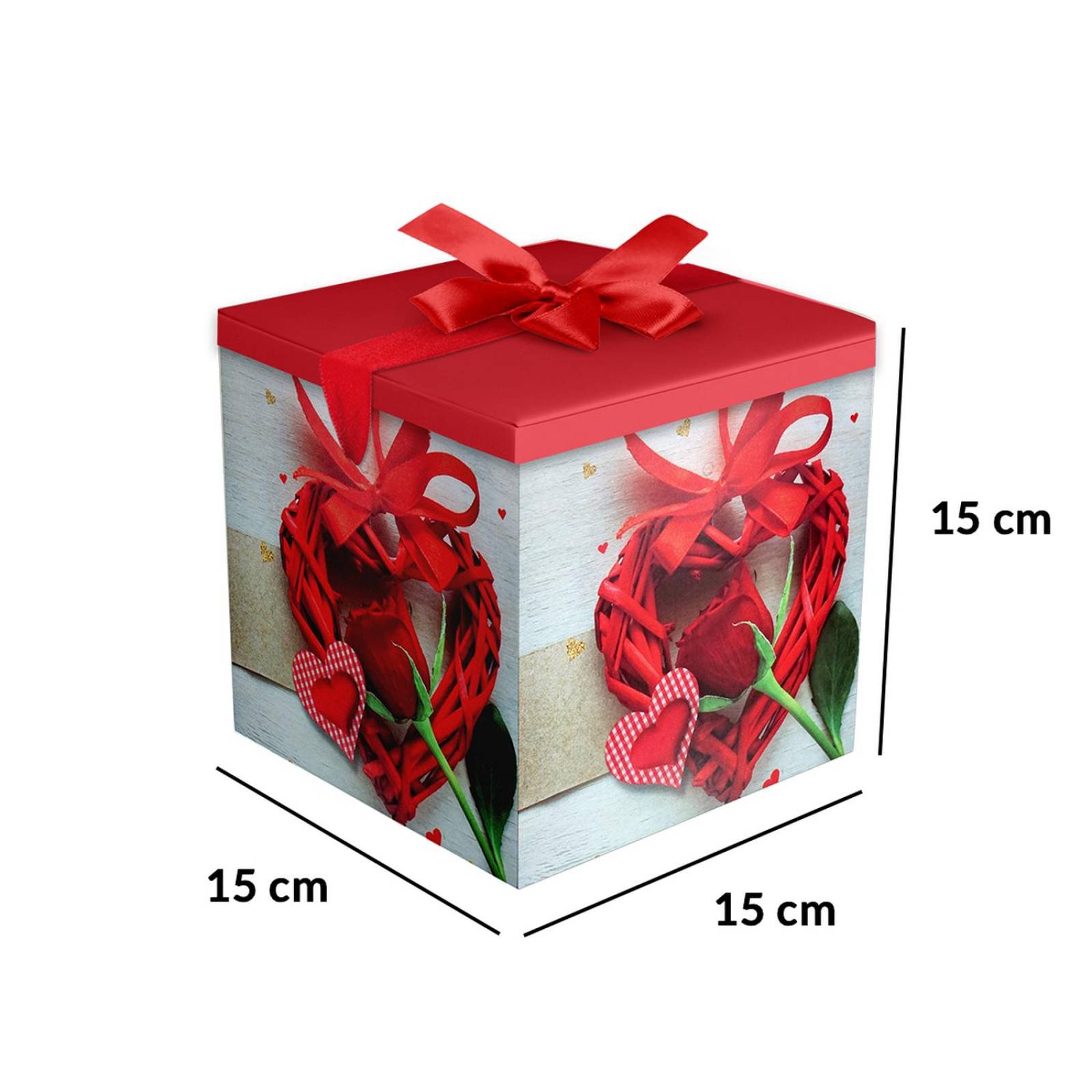 Caja Para Regalo Love 14 D Febrero 15X15 cm 6pz Rosa y corazón