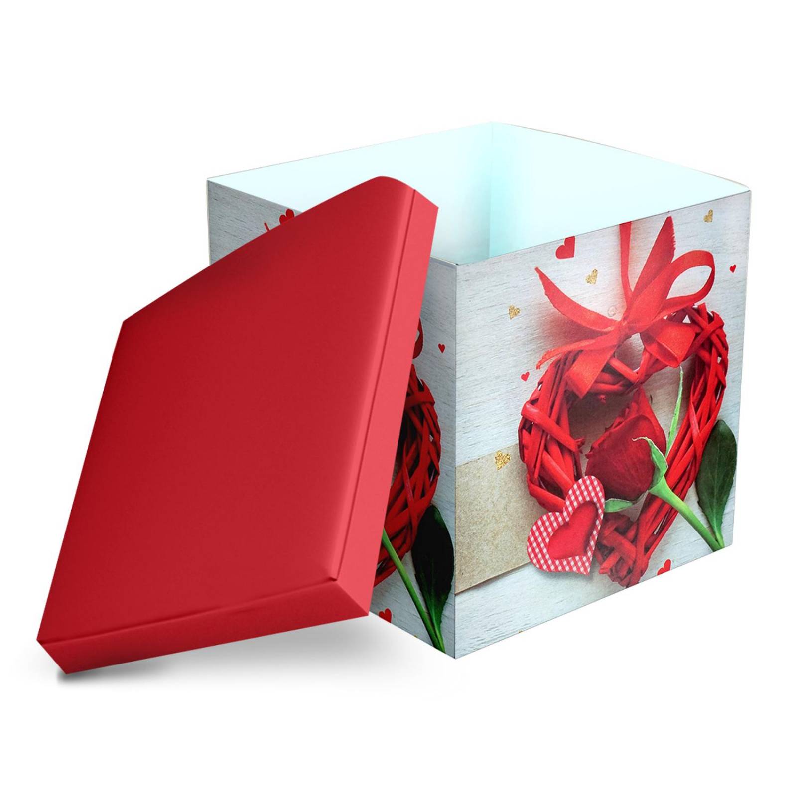 Caja Para Regalo Love 14 D Febrero 15X15 cm 6pz Rosa y corazón
