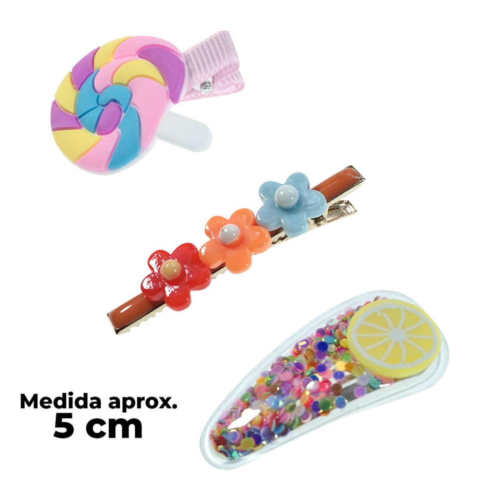 Broches Pinza Pasador para cabello y cepillo de Niña 7 pz Purpura.