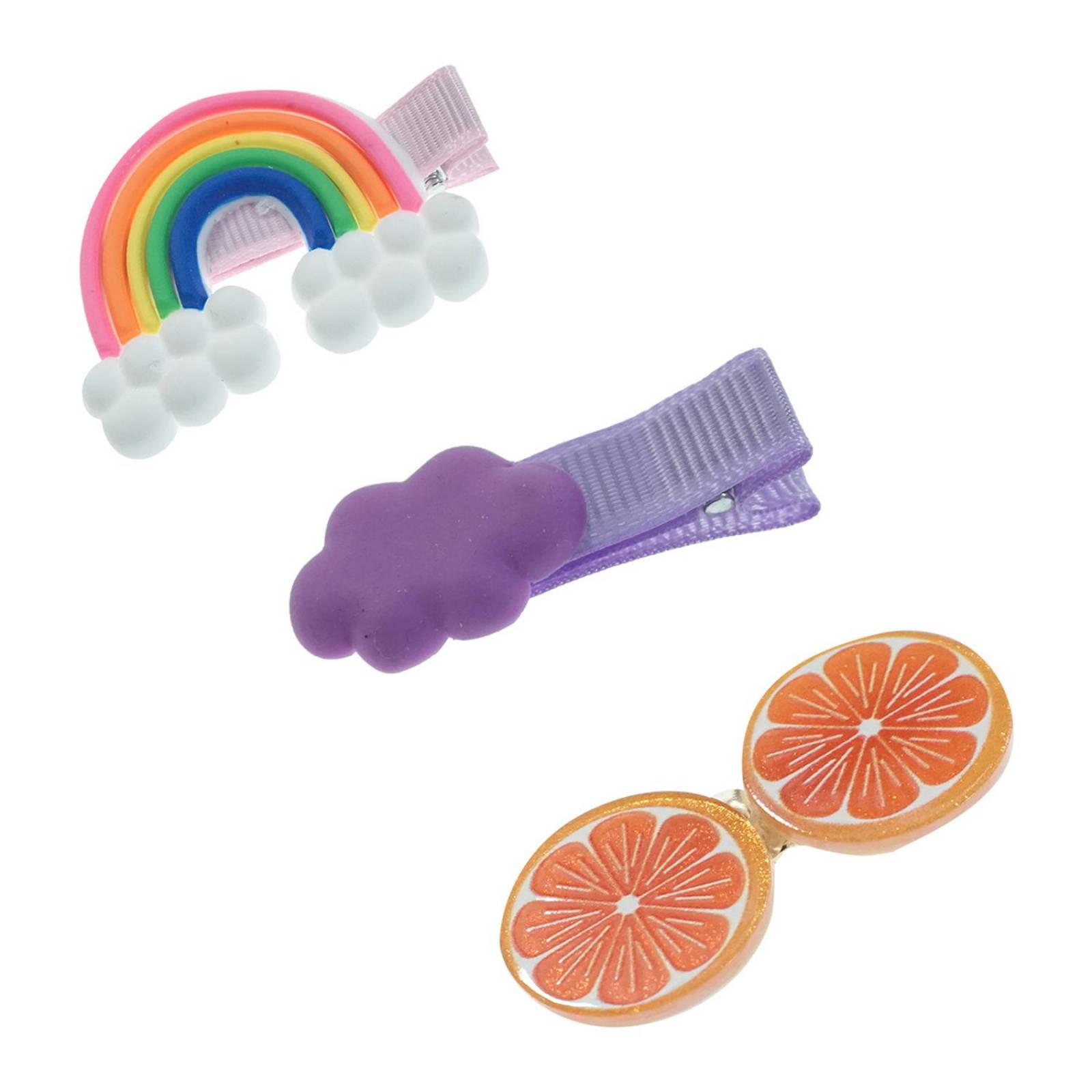 Broches Pinza Pasador para cabello y cepillo de Niña 7 pz Purpura.