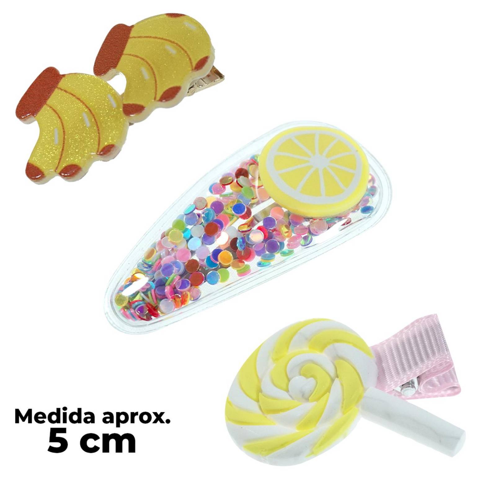 Broches Pinza Pasador para cabello y cepillo de Niña 7 pz Rosa claro.