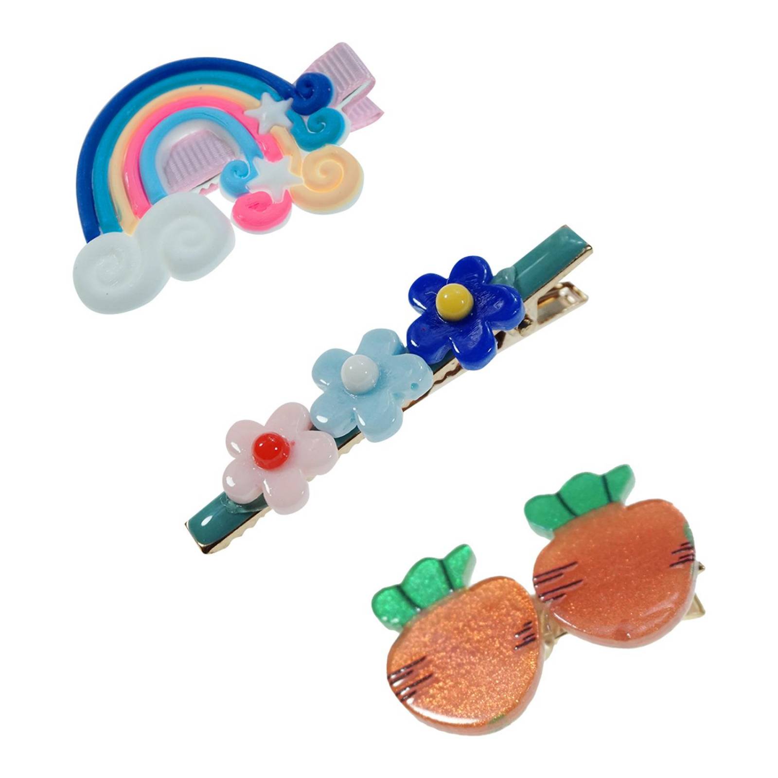 Broches Pinza Pasador para cabello y cepillo de Niña 7 pz Azul cielo.