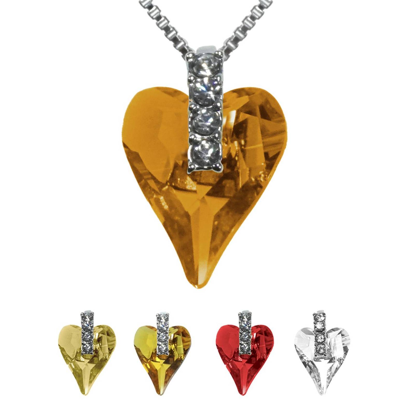 Collar con Cristal Swarovski en Baño de Oro 18K JA-860 Naranja M