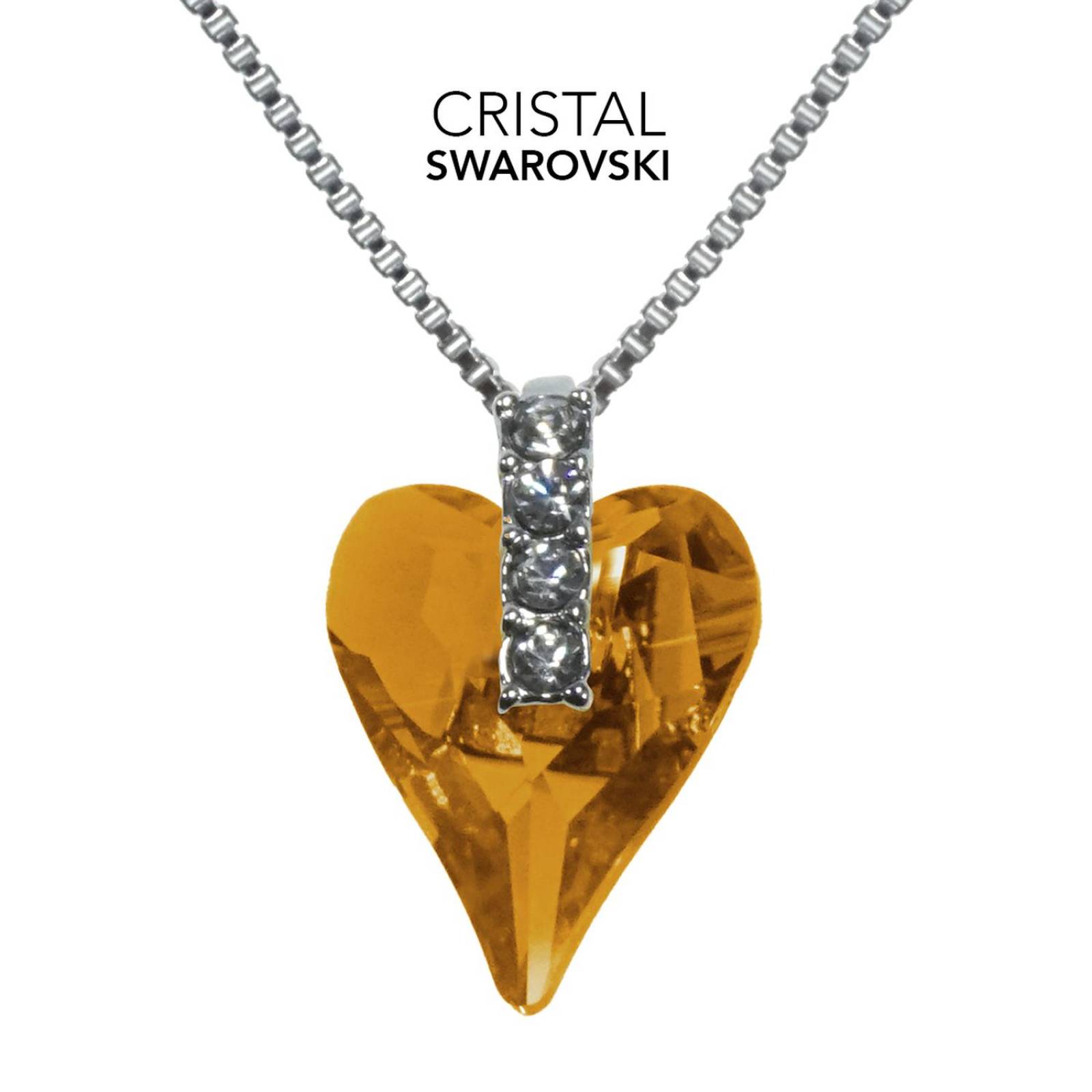 Collar con Cristal Swarovski en Baño de Oro 18K JA-860 Naranja M