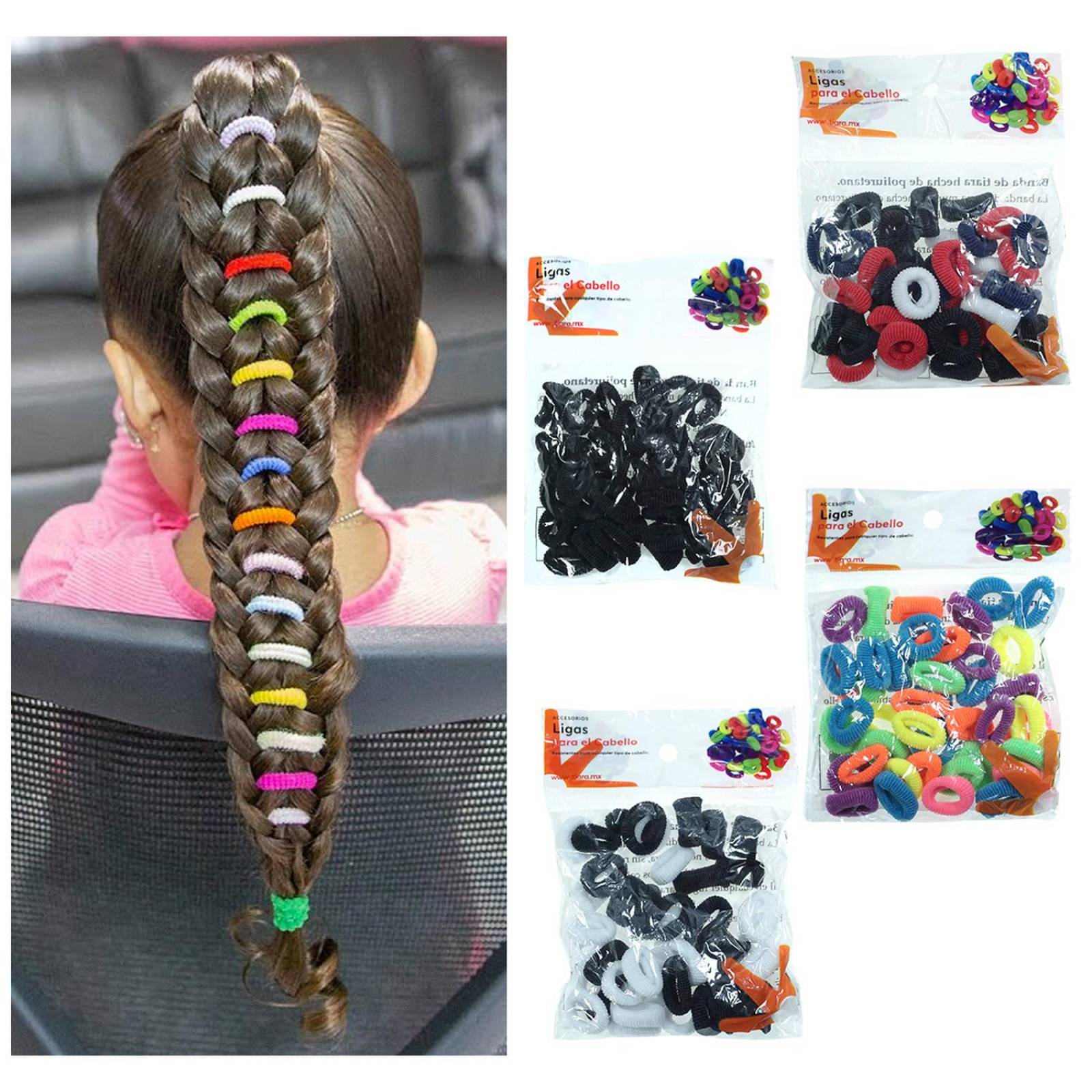 Mini Donitas Para Cabello De Colores Con 160 Pz .