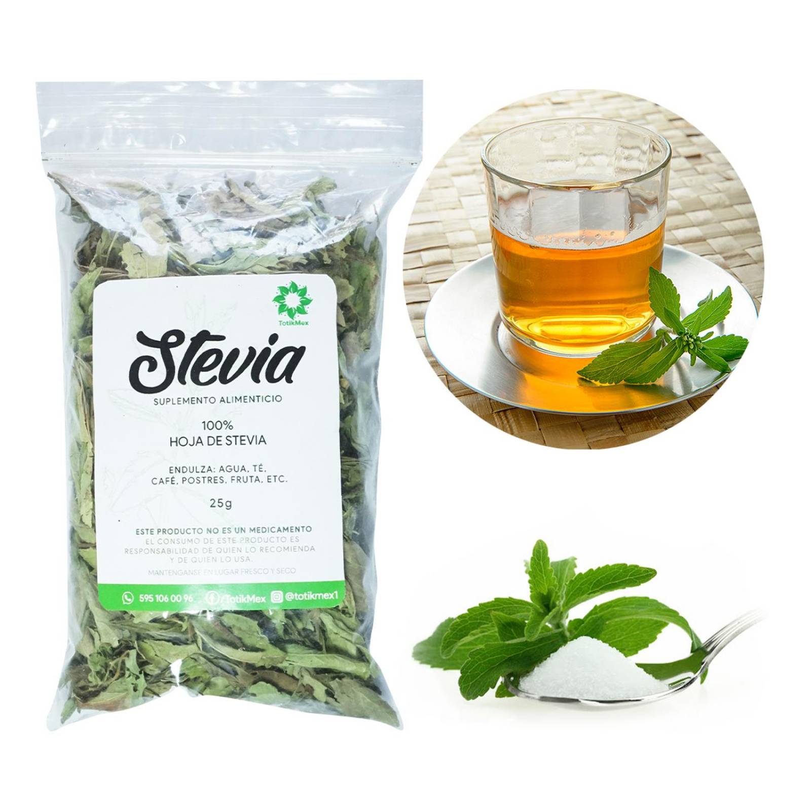 Hojas de Stevia endulzante 100% Natural 25g.