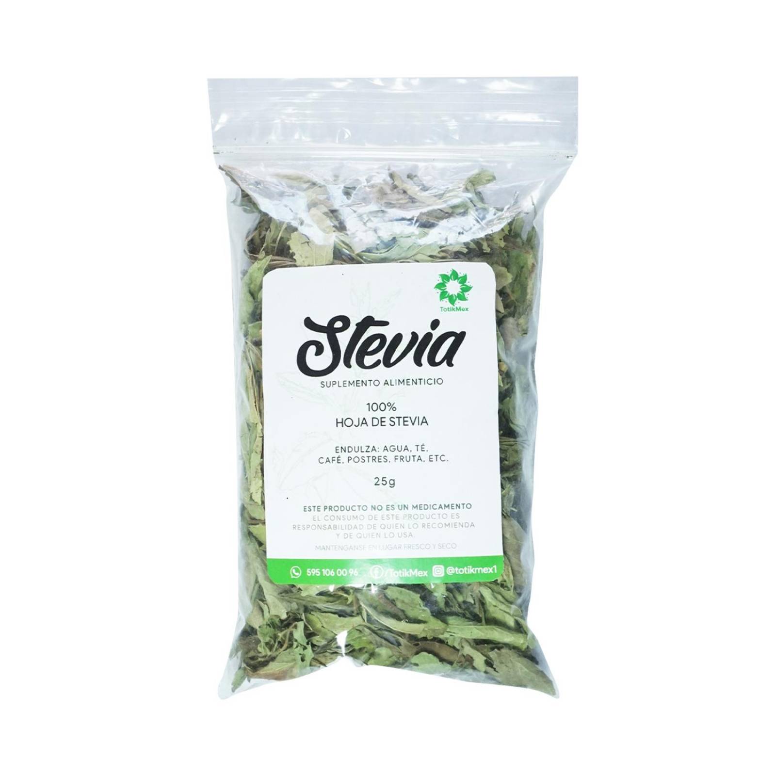 Hojas de Stevia endulzante 100% Natural 25g.