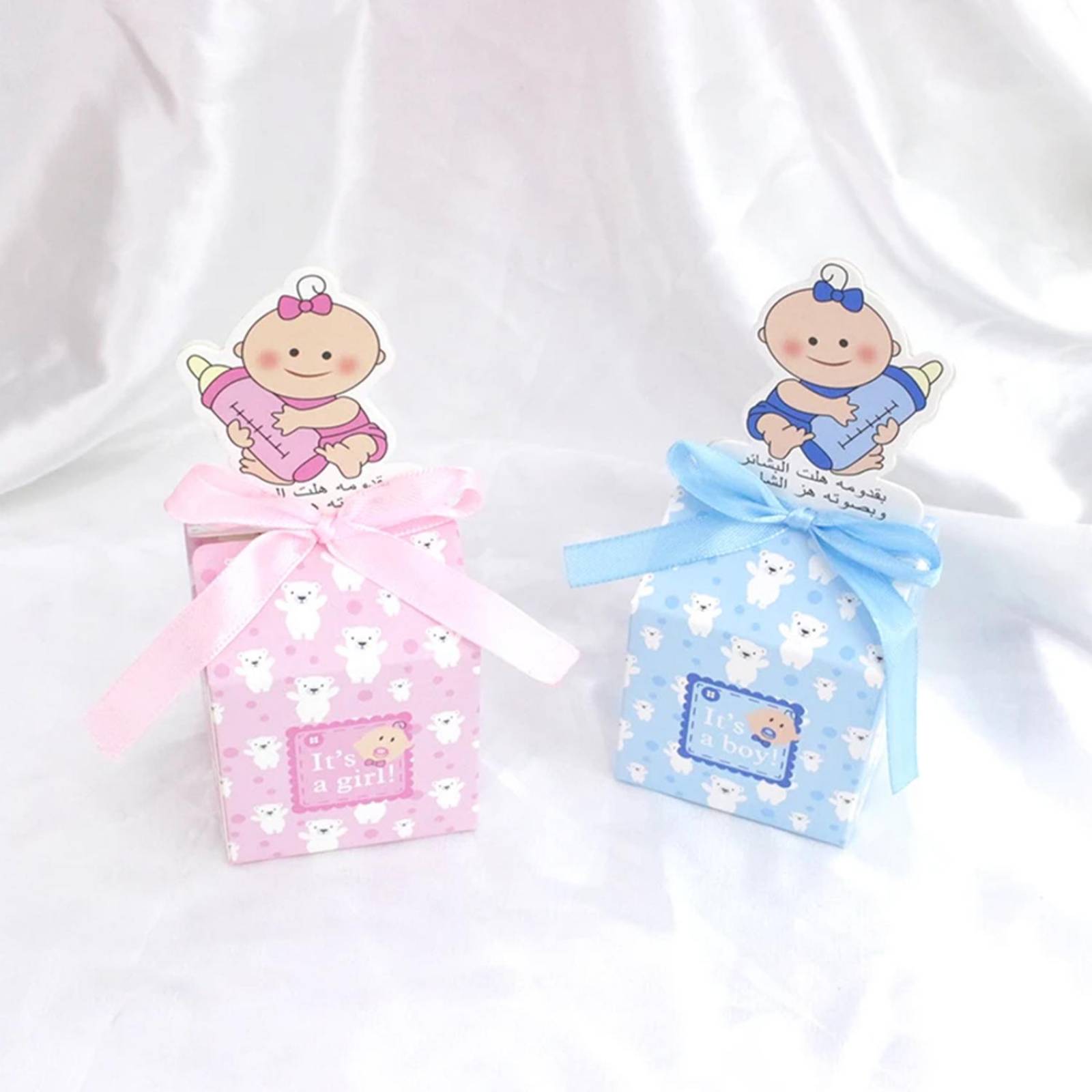 Caja Para Dulces Baby Shower Niño o Niña 25 pz Rosa.