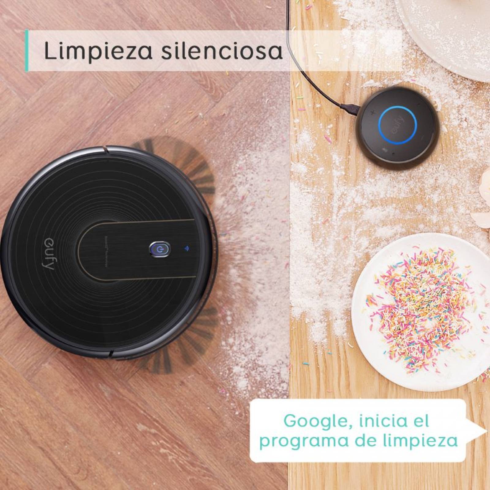 Aspiradora Robot Eufy Robovac 15C 1.300Pa Potencia App Alexa Google Assistant