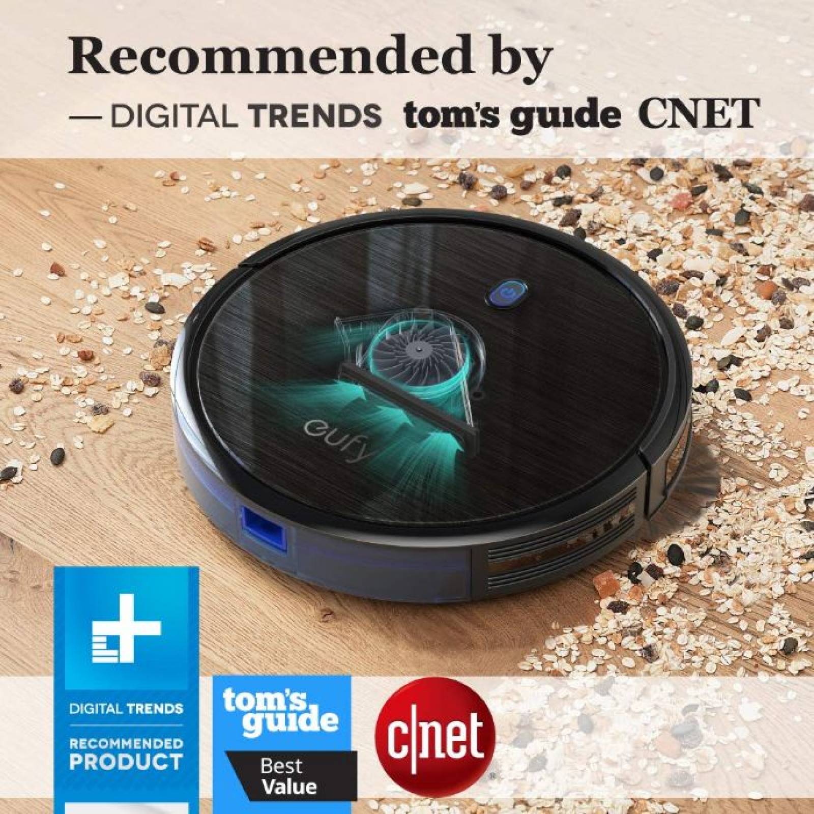 Aspiradora Robot Eufy Robovac 15C 1.300Pa Potencia App Alexa Google Assistant