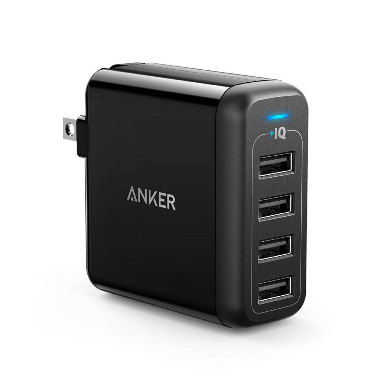 Cargador de Pared Anker Powerport 4 Puertos USB Carga Rápida 40 W - Negro