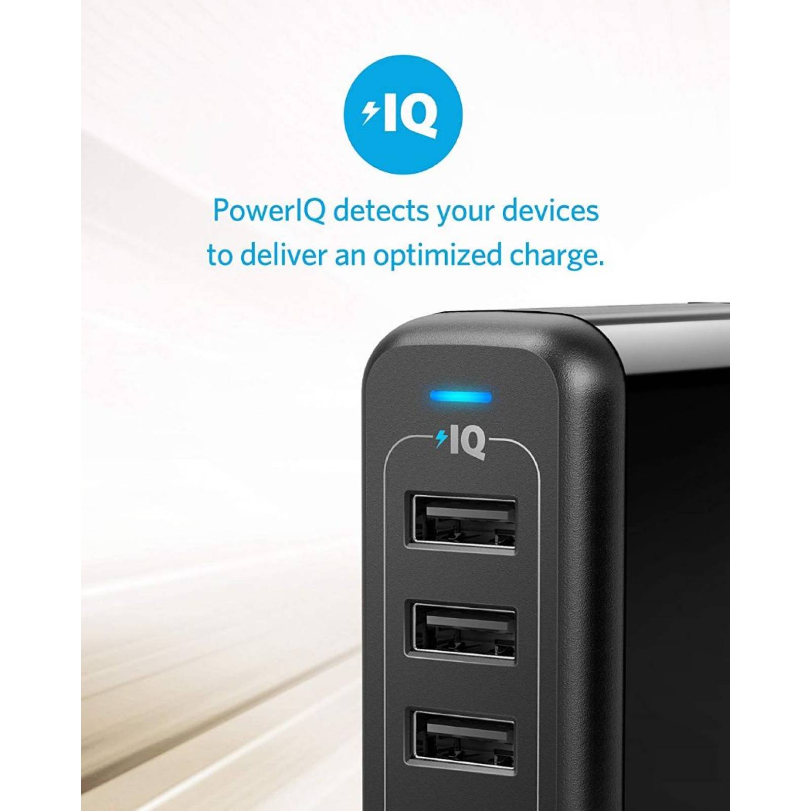 Cargador de Pared Anker Powerport 4 Puertos USB Carga Rápida 40 W - Negro