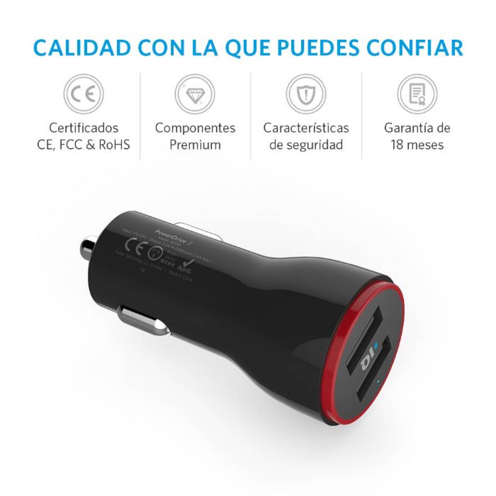 Cargador para Auto Anker Powerdrive 2 USB 24W - Negro