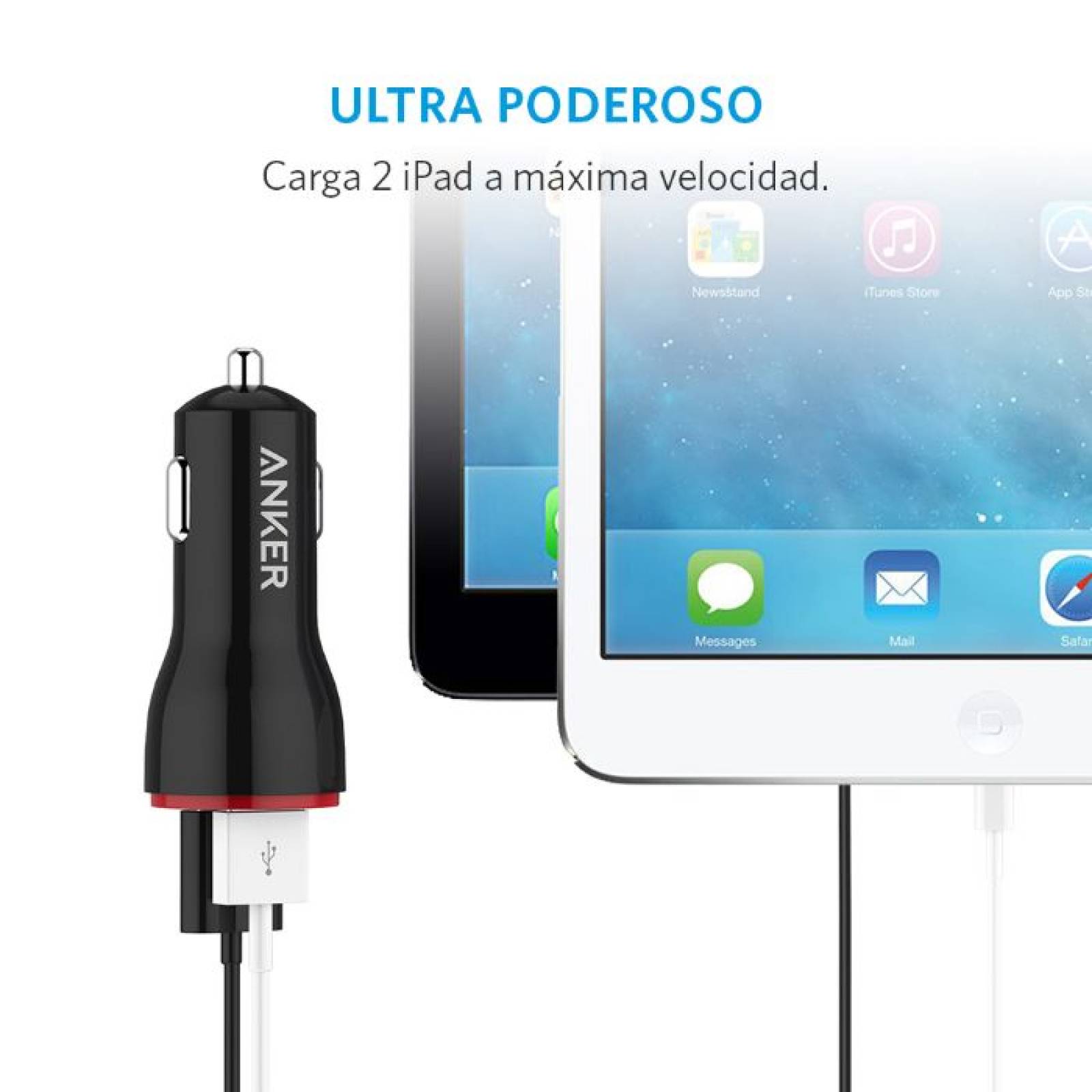 Anker PowerDrive 2 USB-A a Lightning (blanco) Cargador de Vehículo