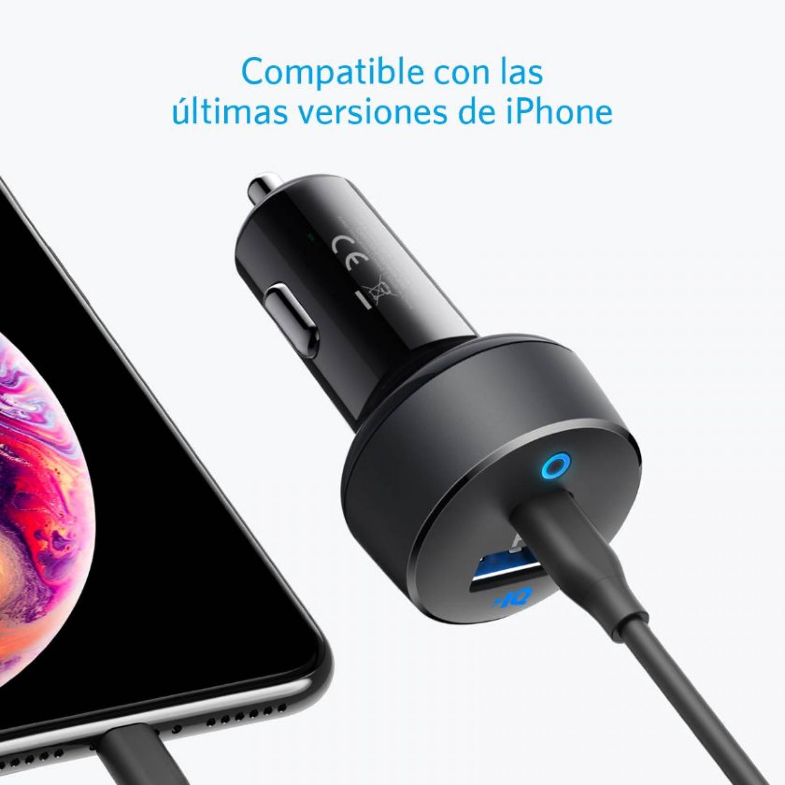 Cargador para Auto Anker Powerdrive PD USB C y USB A 24W - Negro