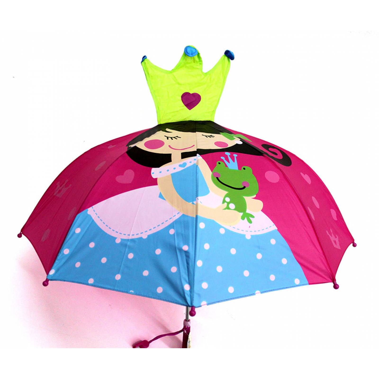 Paraguas Baston Inf  Silbato 8V Princesa y Sapo Color Rosa