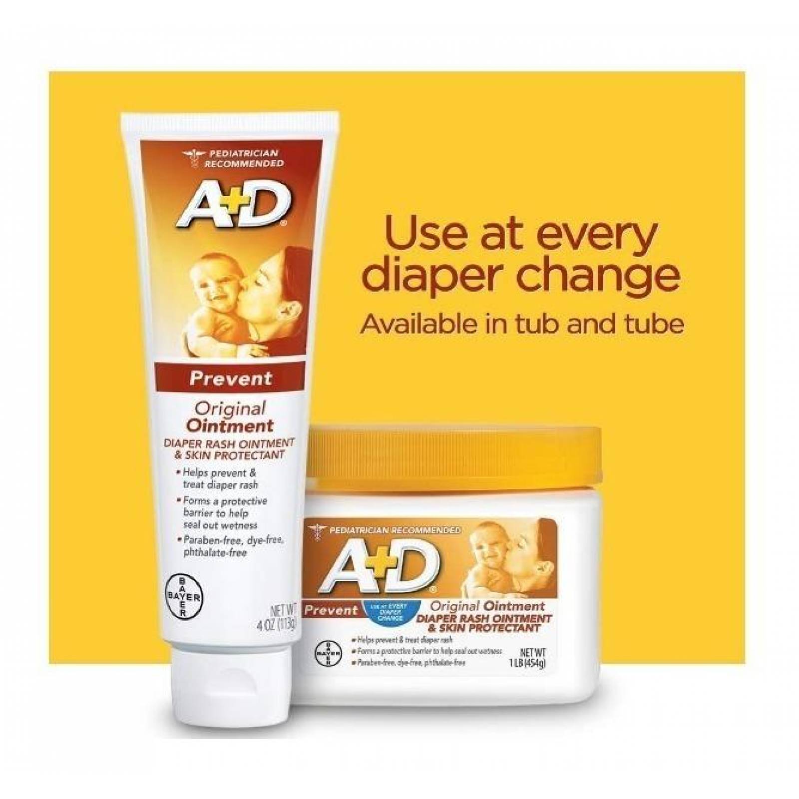Crema para rozaduras A+D Original (pack de 4) Diaper Rash Ungüento Protector Para La Piel De bebe 