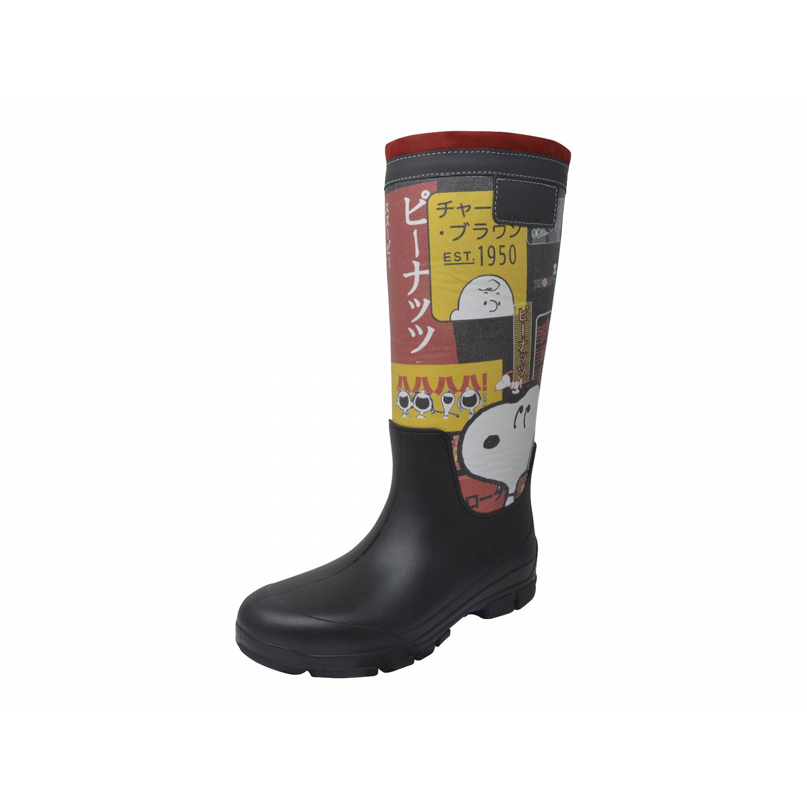 Bota de lluvia para Dama Snoopy Peanuts Licencia 100% Oficial Rojo/Negro PN-1316-MX