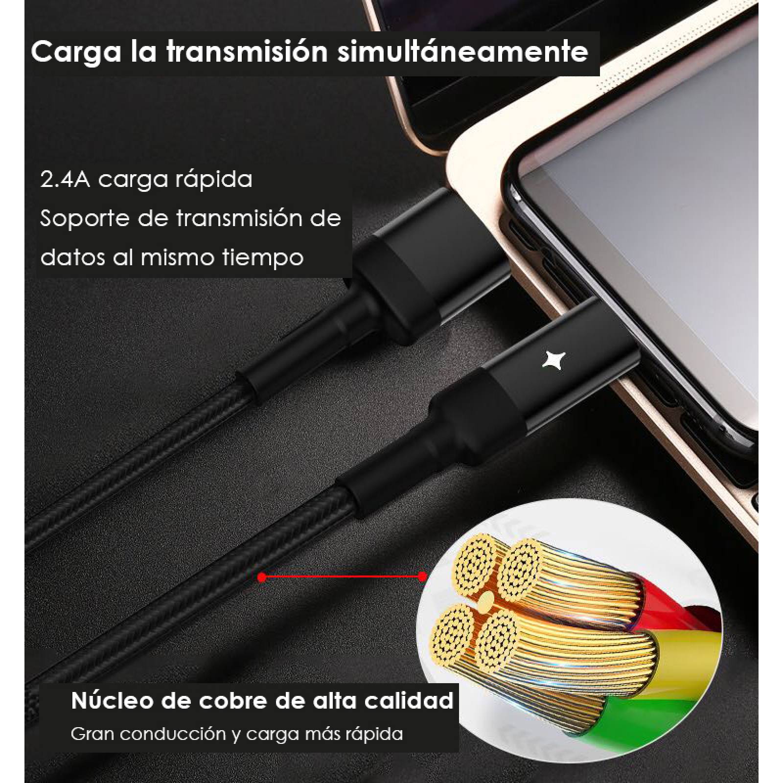 Yesido Cable Usb TIPO C cargador para celular Negro 1.2m Carga Inteligente Yid-ca28-T