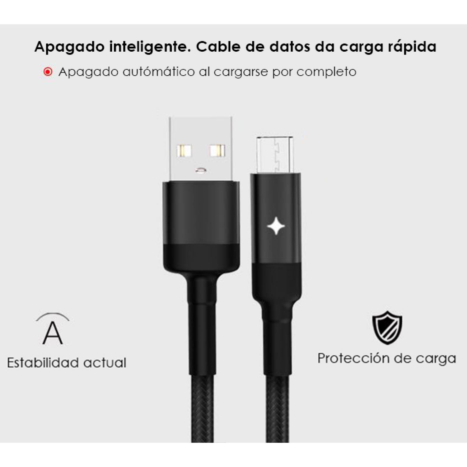 Yesido Cable Usb TIPO C cargador para celular Negro 1.2m Carga Inteligente Yid-ca28-T