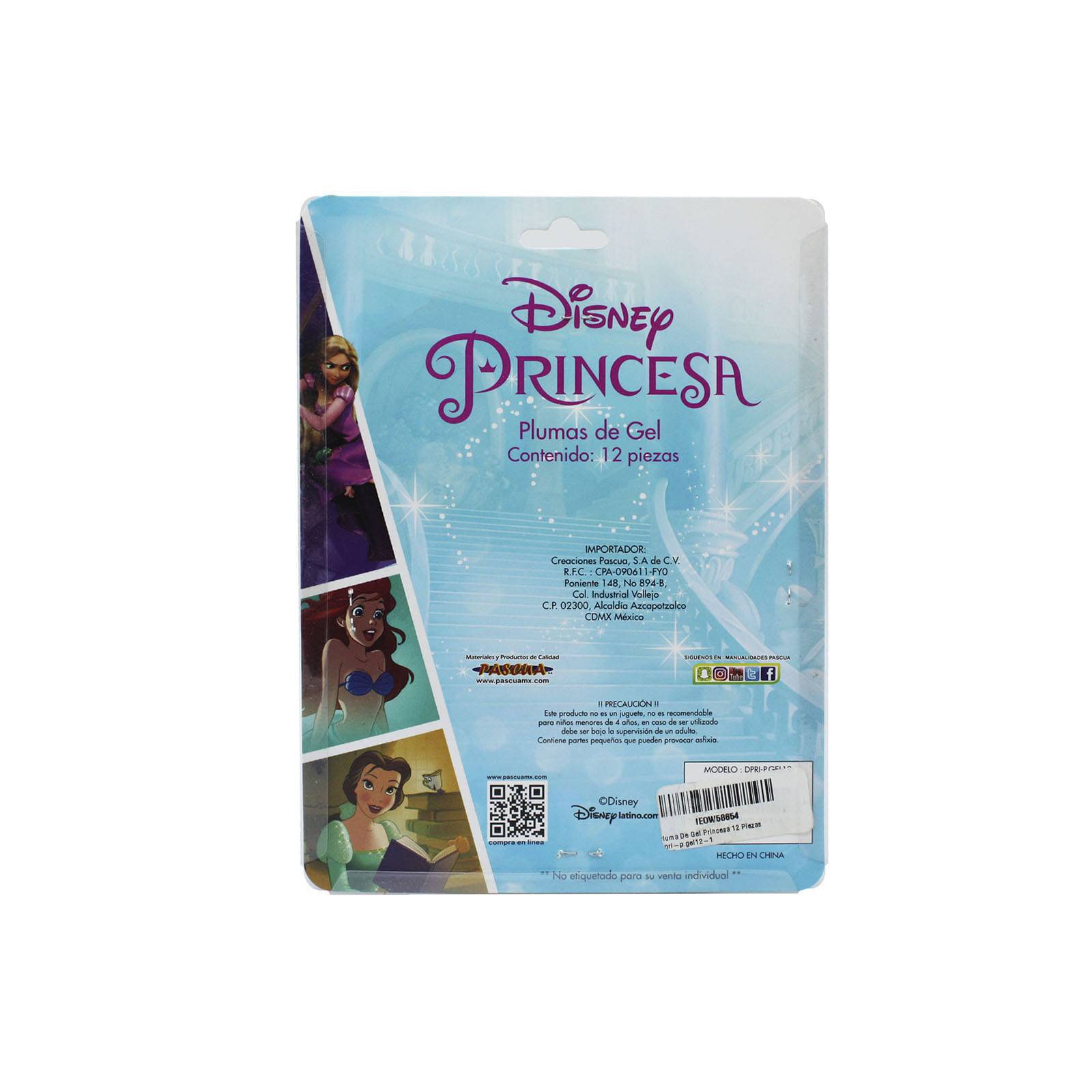 Plumas de gel Princesas 12 piezas