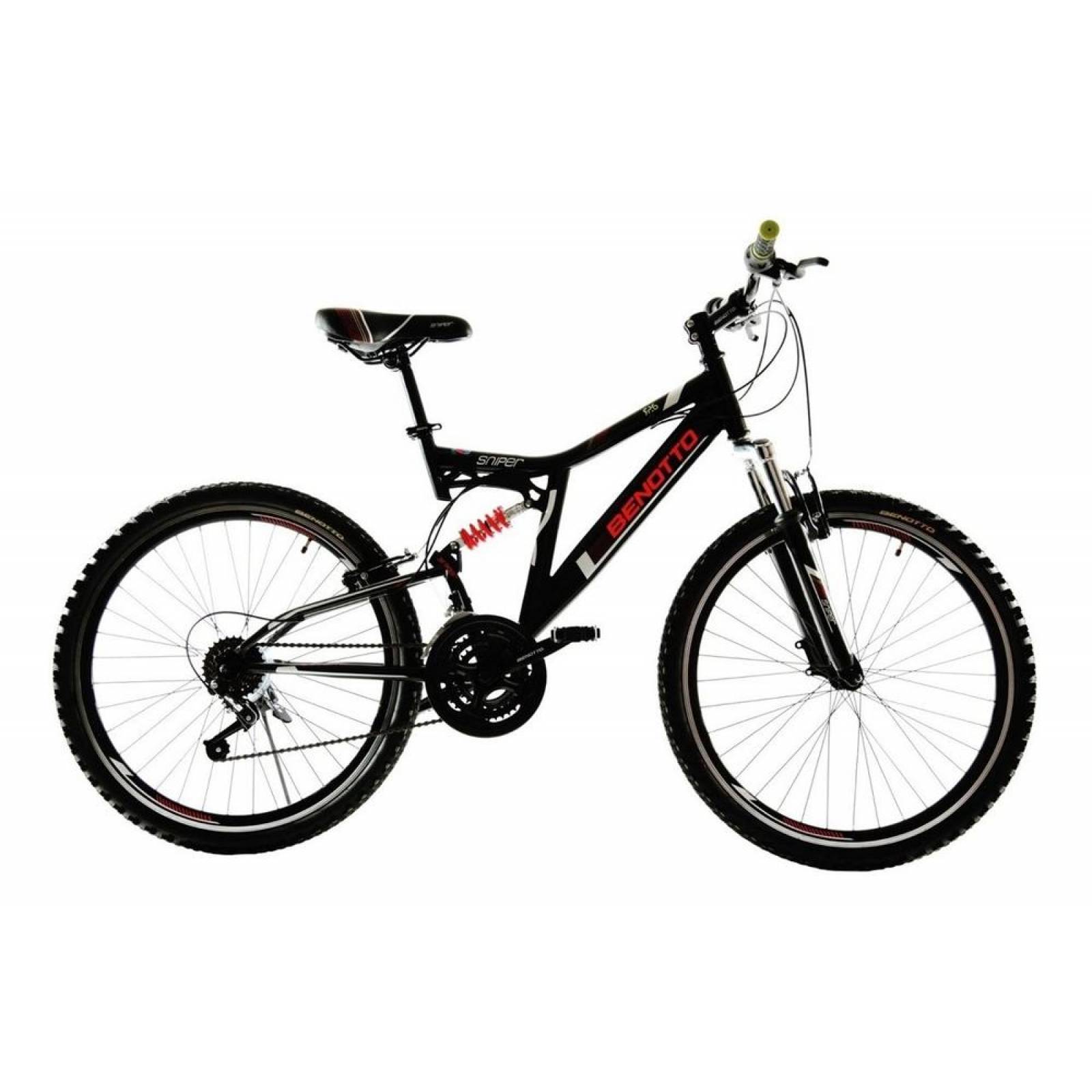 Bicicleta Benotto Montaña Sniper R26 21v. Doble Suspensión Negro