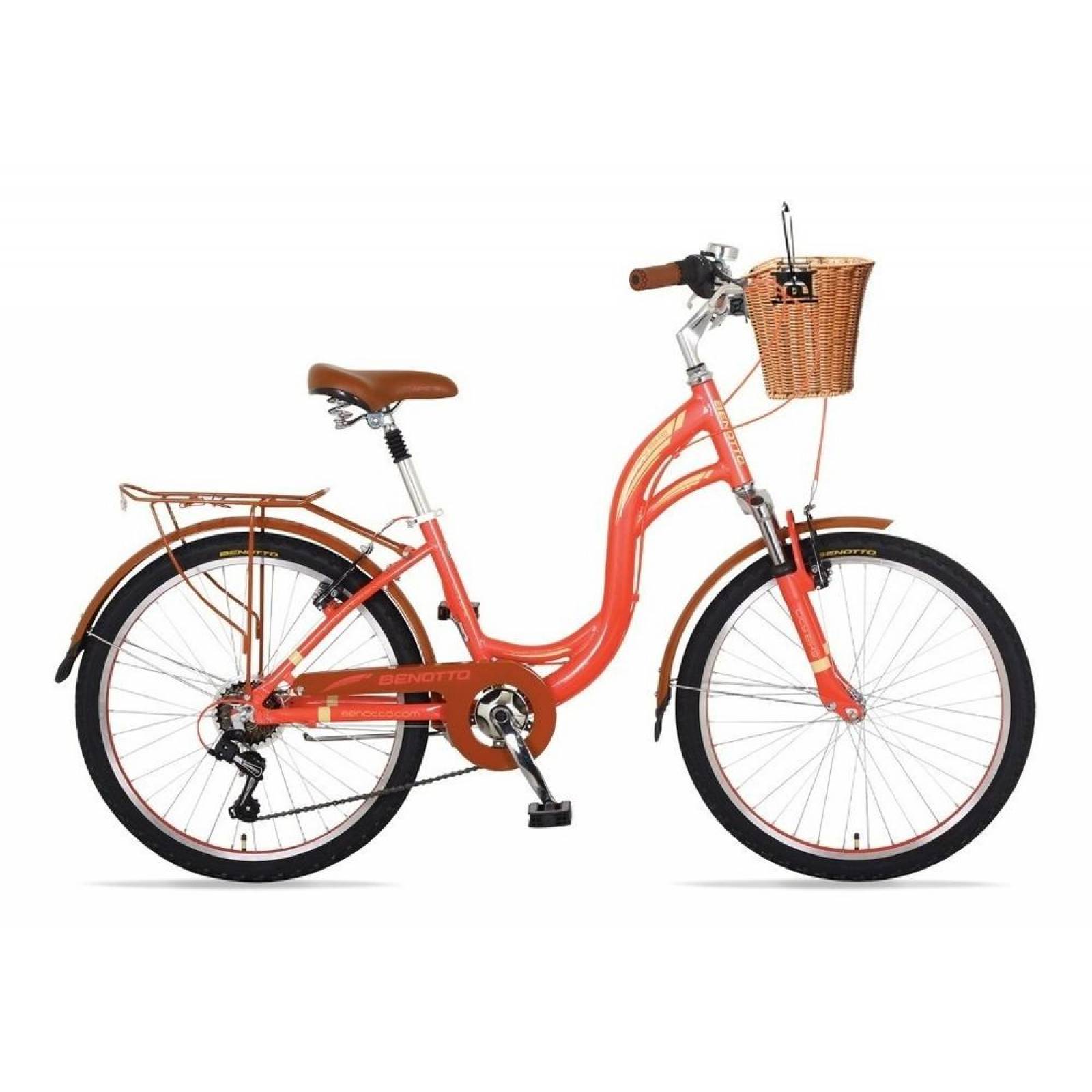 Bicicleta Benotto City Bike R24 7v Aluminio Suspensión Del. Naranja