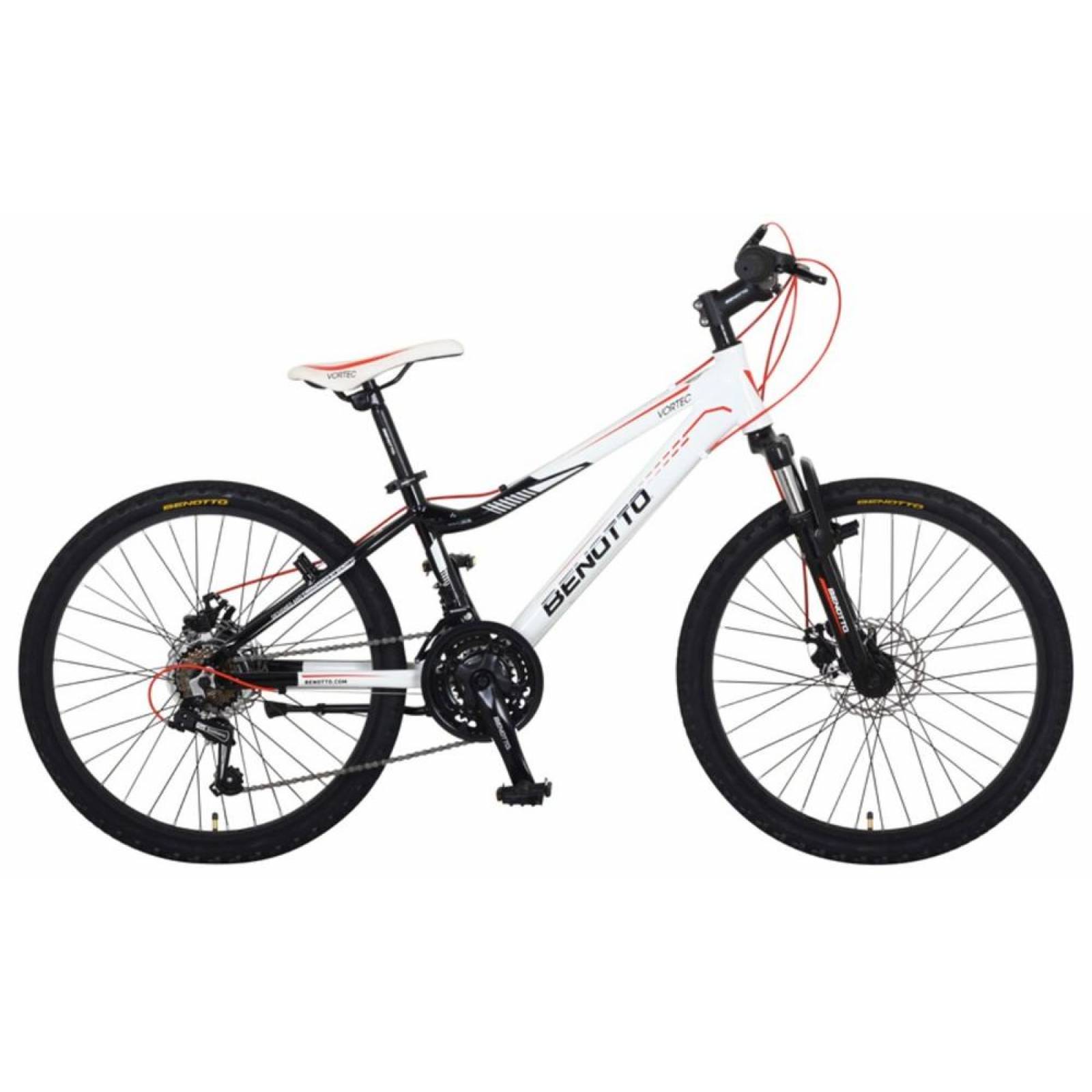 Bicicleta Benotto Mtb Vortec R24 21v Aluminio Shimano Disco Blanco/Negro