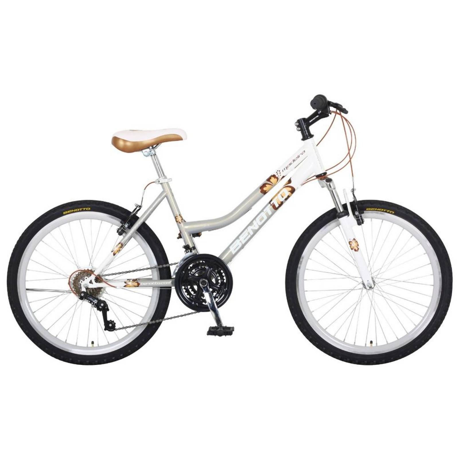 Bicicleta Benotto Mtb Madeira R24 21v Mujer Susp. Delantera Plata/Blanco