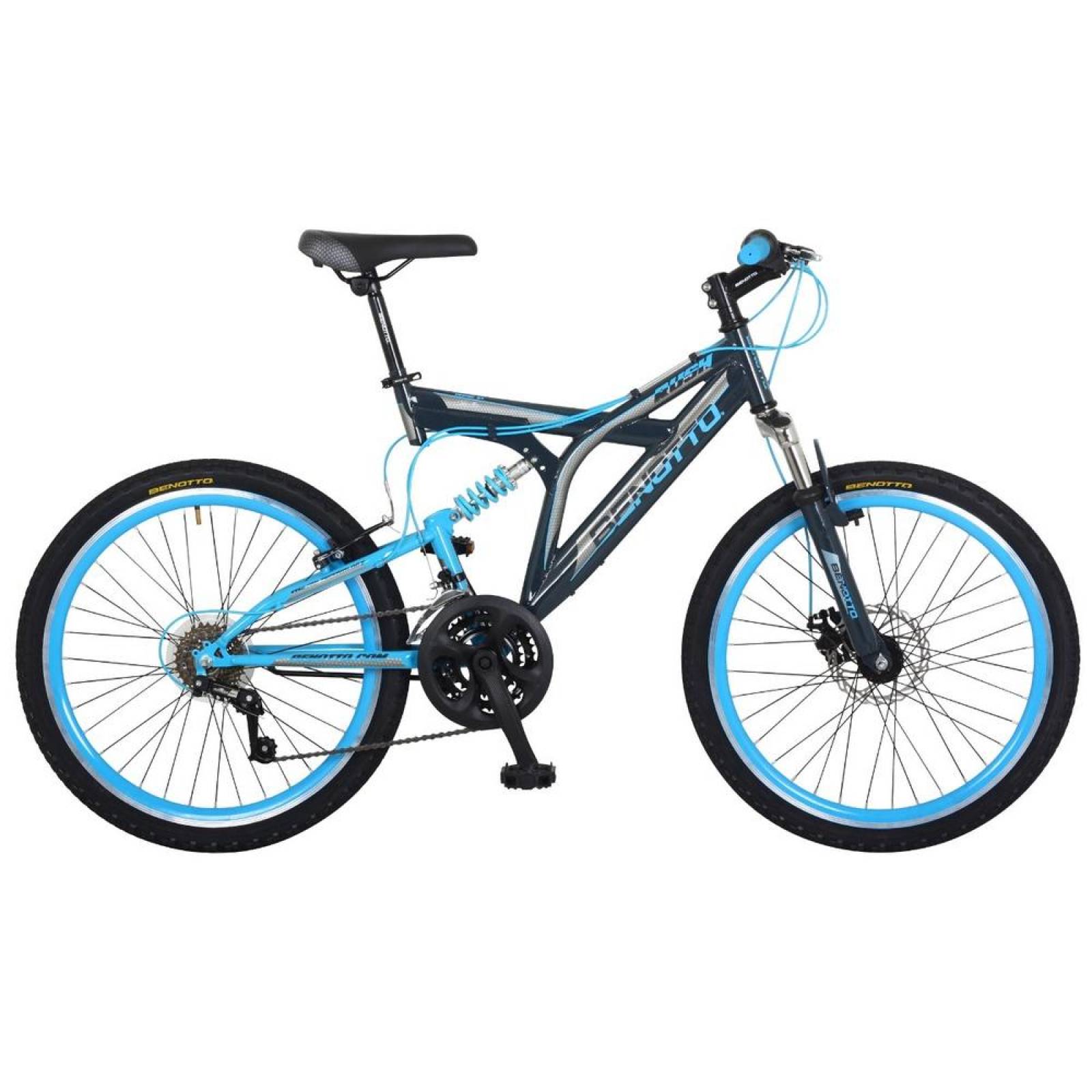 Bicicleta Benotto Montaña Rush R24 21v Freno Disc Del Suspen Gris Obscuro/Azul