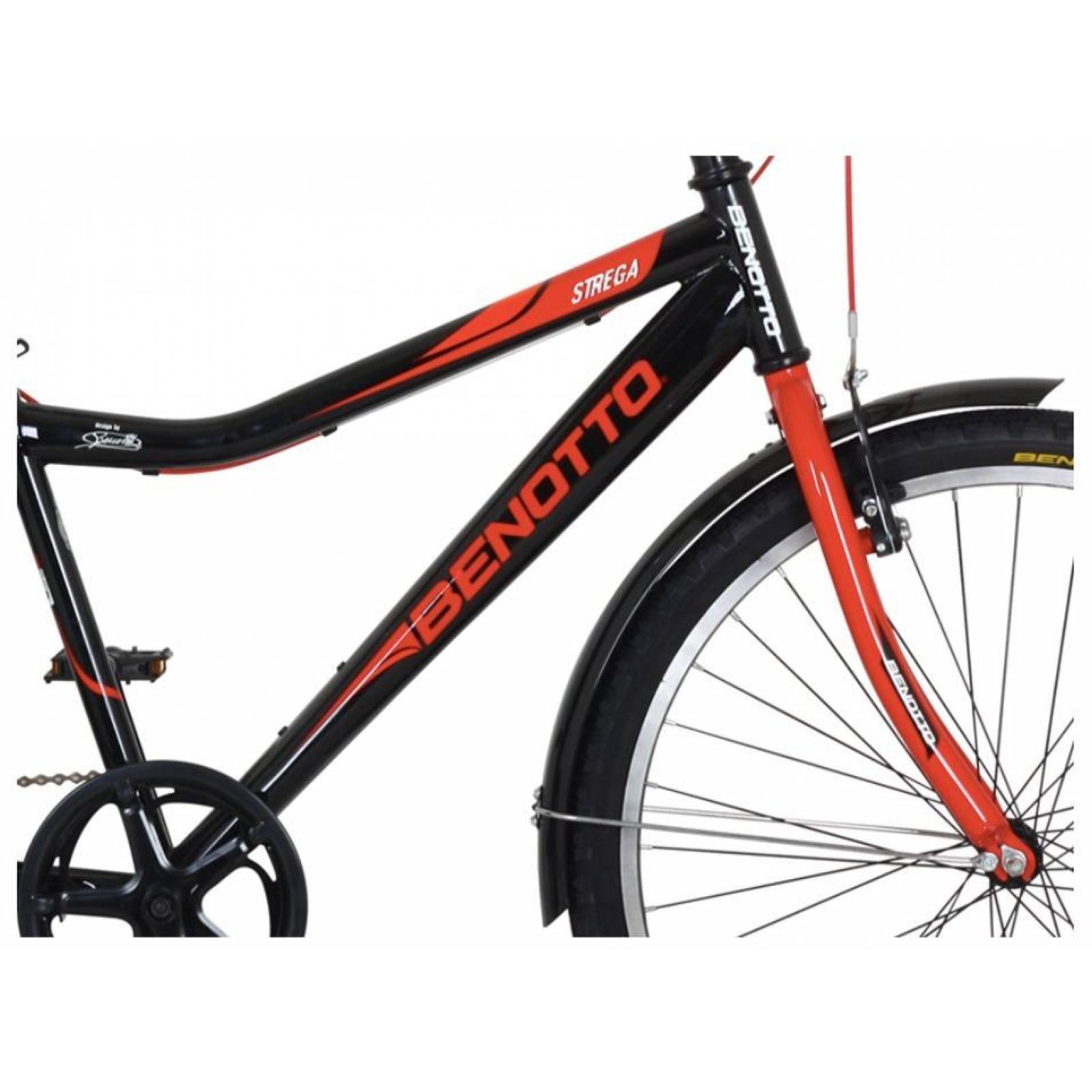 Bicicleta Benotto Montaña Strega R26 1v Frenos V Acero Negro/Rojo