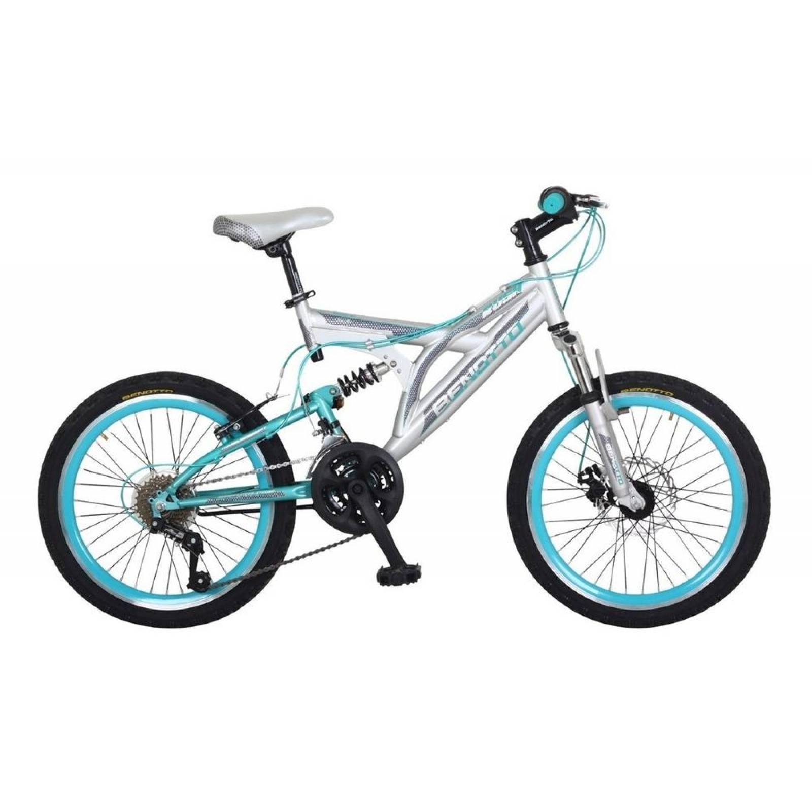 Bicicleta Benotto Montaña Rush R20 21v Freno Disc Del Suspen Plata/Aqua