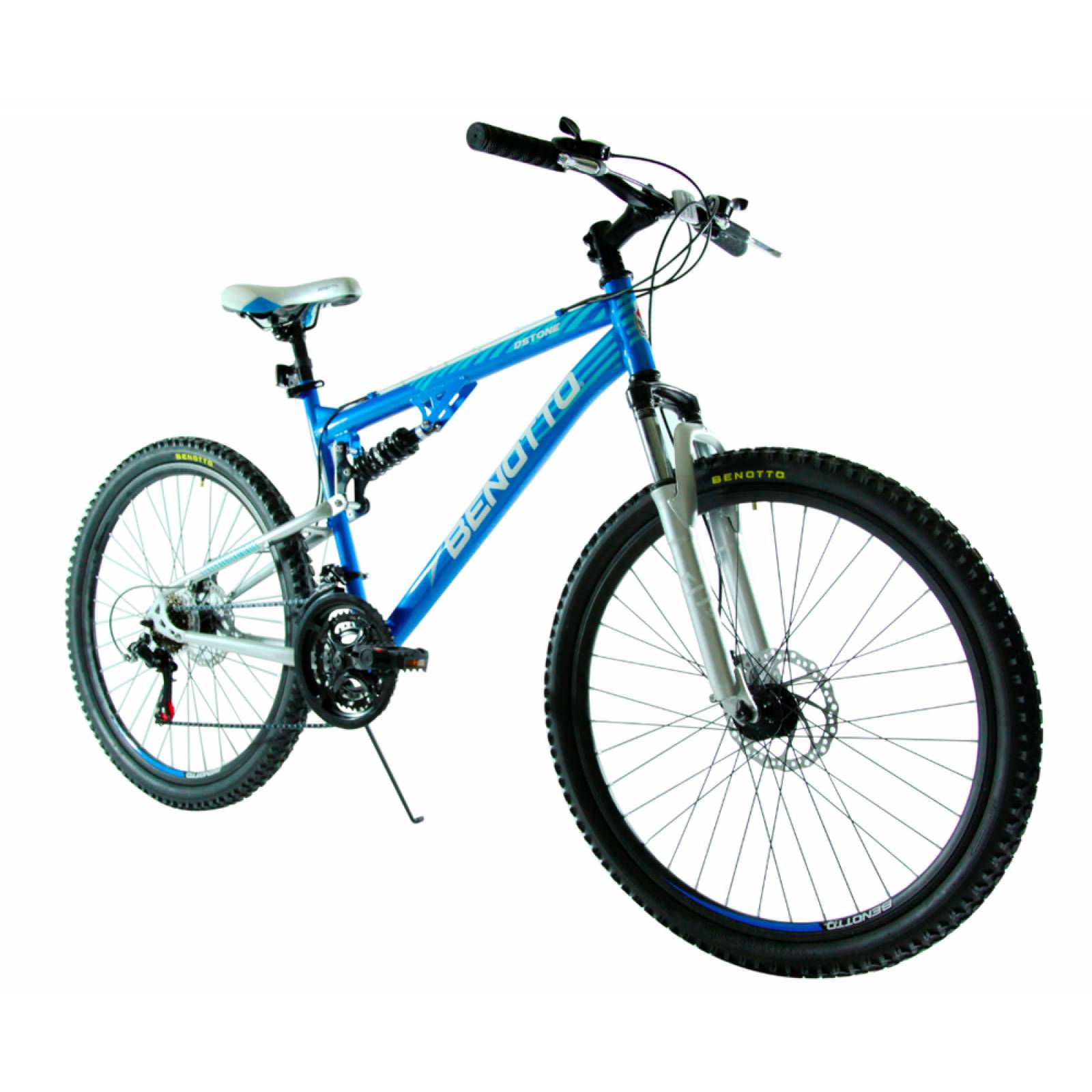 Bicicleta BENOTTO Montaña DSTONE R26 21V Shimano Doble Susp Azul Metalico