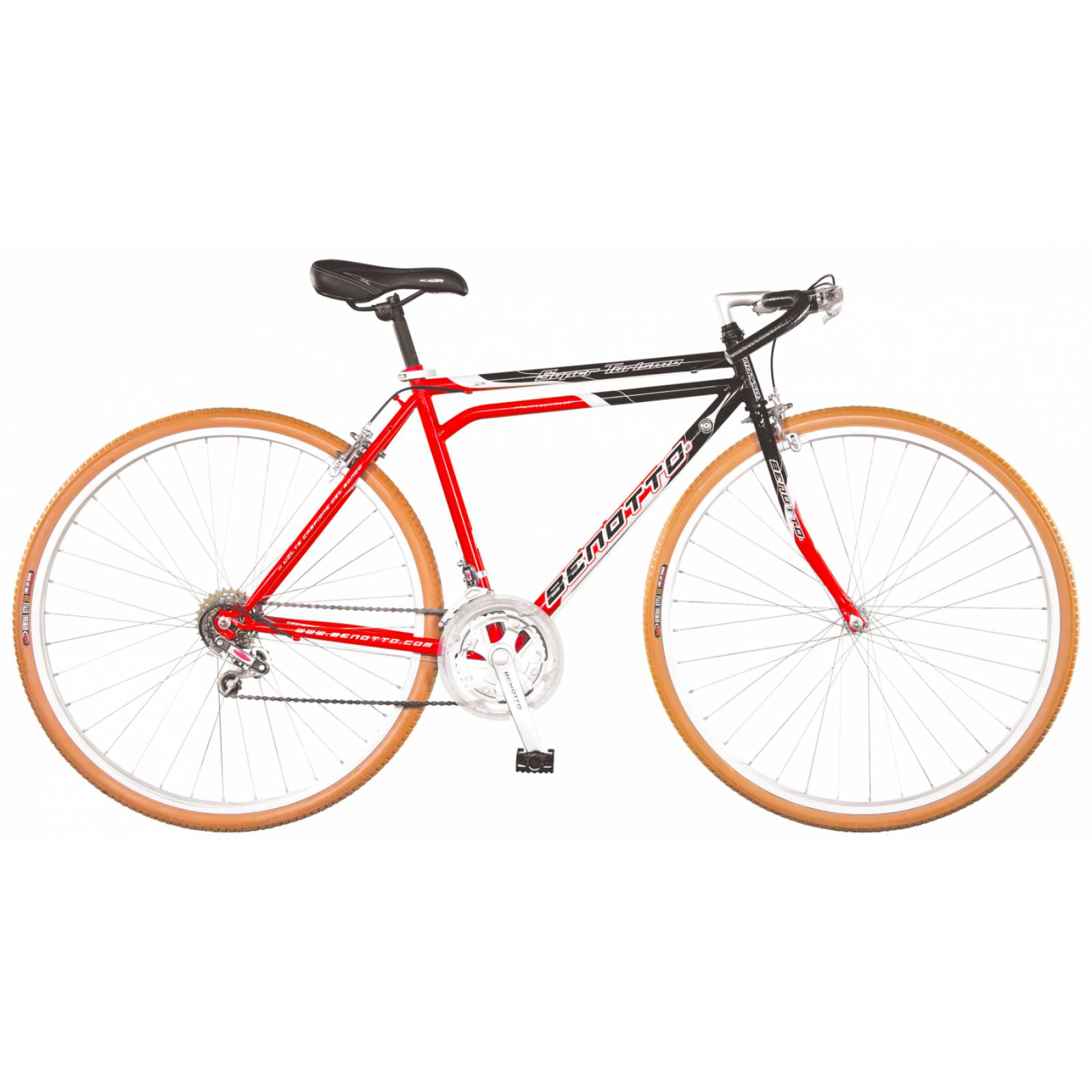 Bicicleta BENOTTO Turismo ST-7500 R28 12V Aluminio Frenos V Negro/Rojo