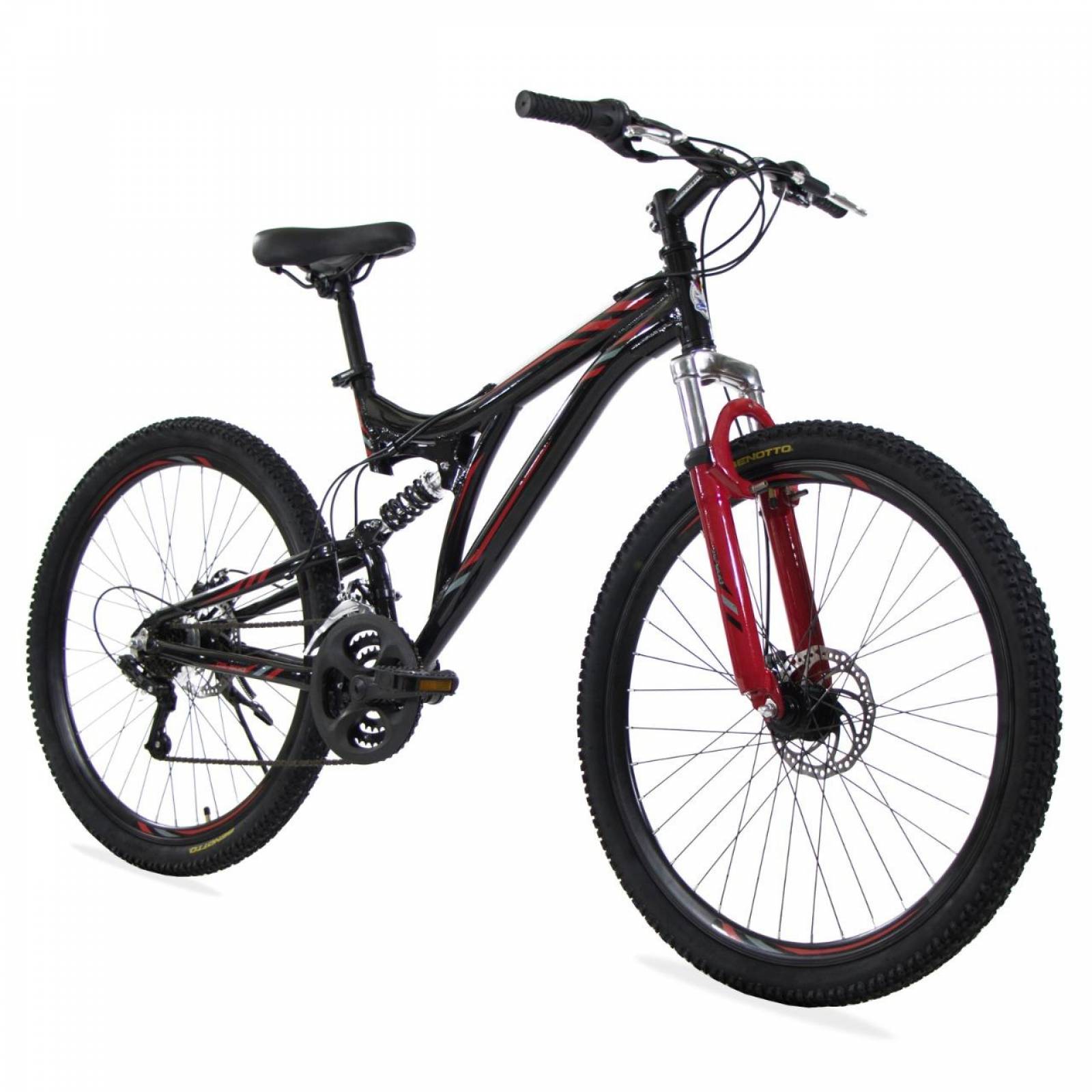 Bicicleta Benotto Mtb Ds-500 R27.5 21v Aluminio Doble Suspen Negro/Rojo