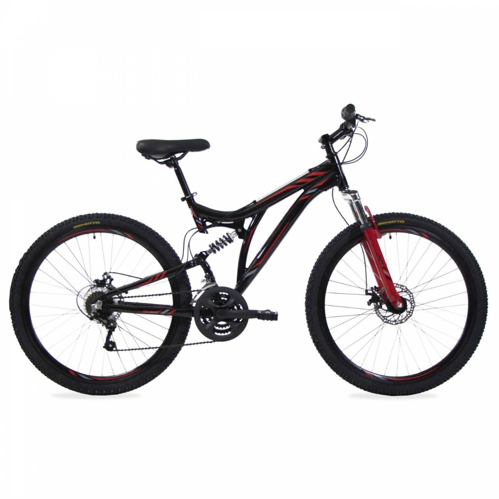 Bicicleta Benotto Mtb Ds-500 R27.5 21v Aluminio Doble Suspen Negro/Rojo