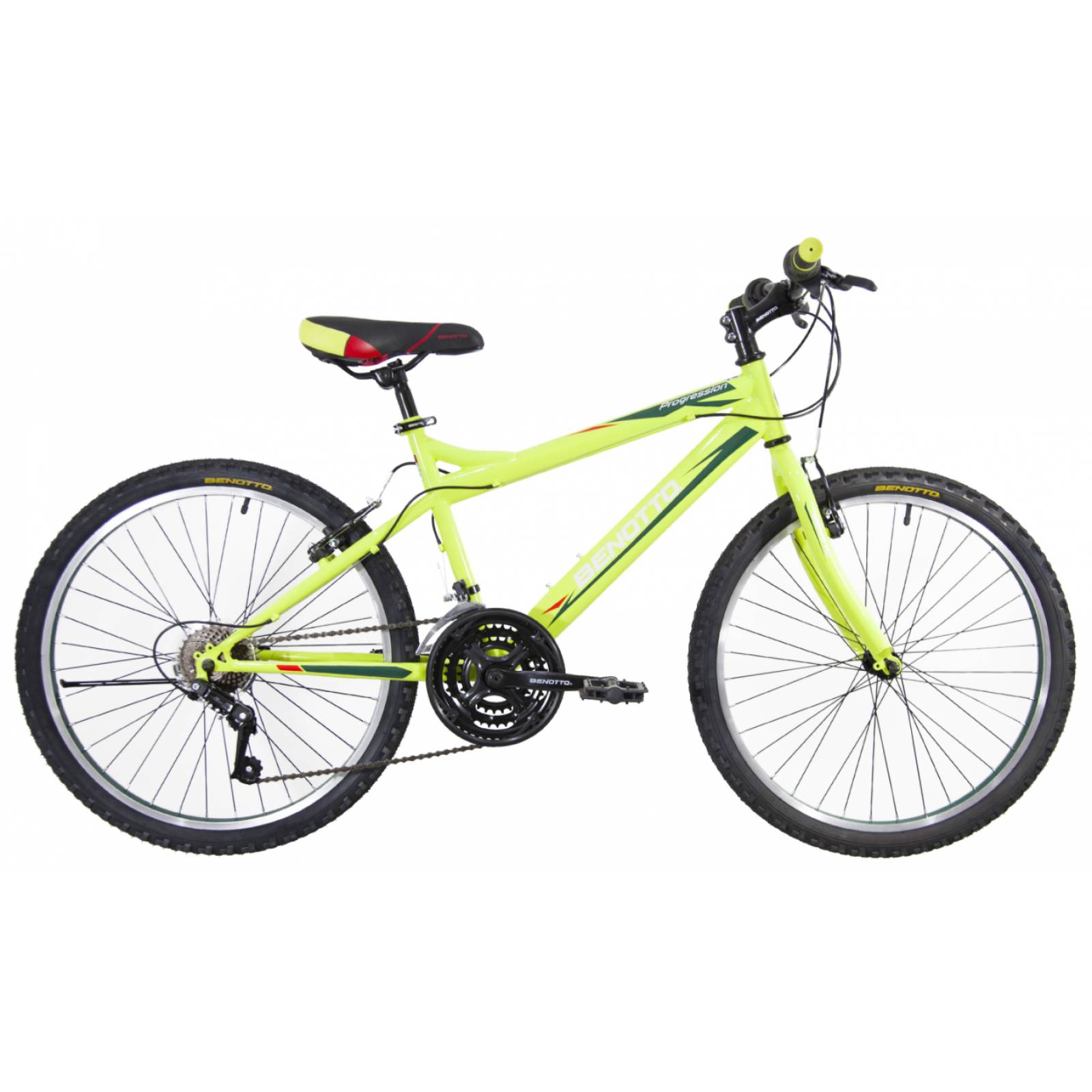 Bicicleta Benotto Mtb Progression R24 21v Unisex Frenos V Verde Limón
