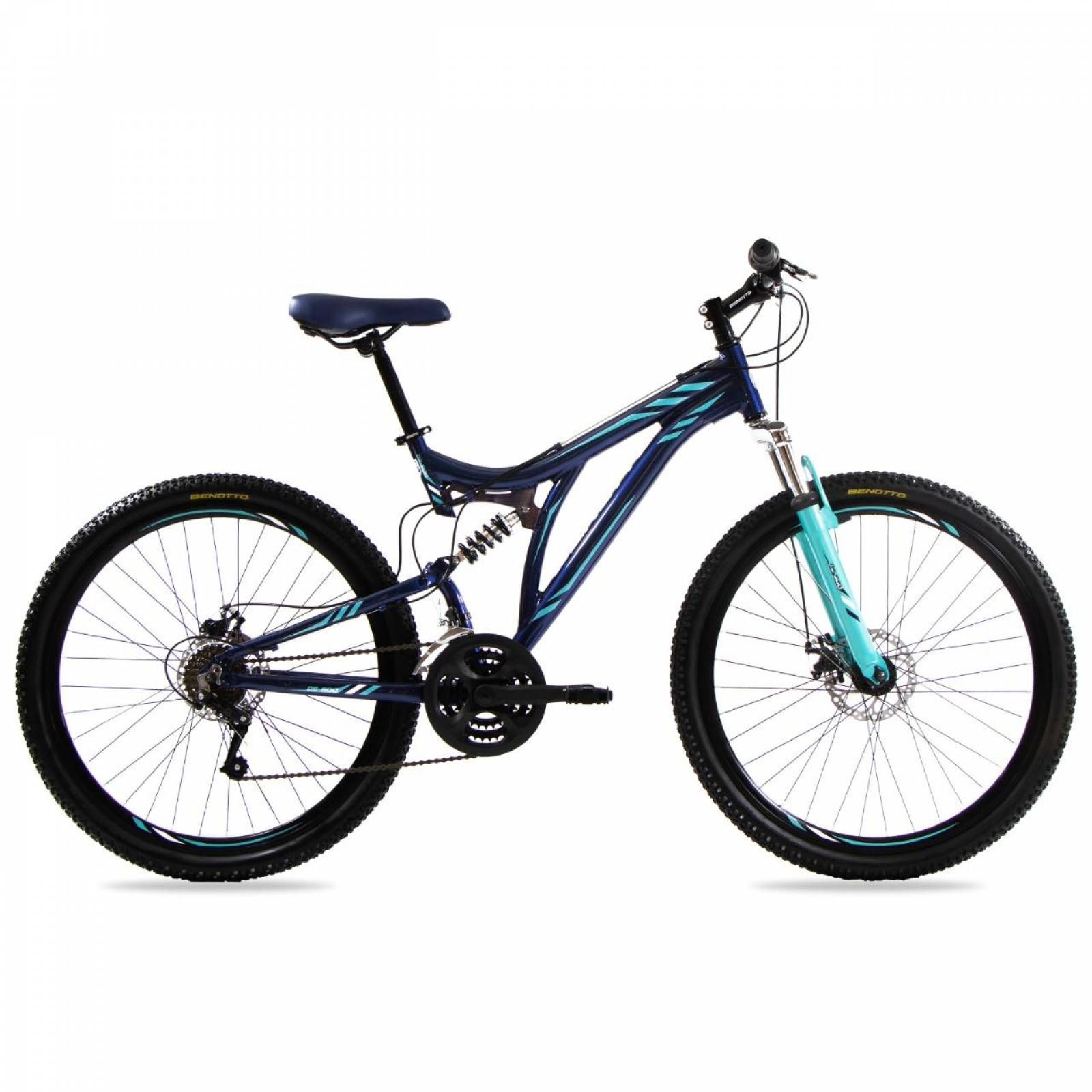 Bicicleta Benotto Mtb Ds-500 R27.5 21v Aluminio Doble Suspen Azul/Aqua