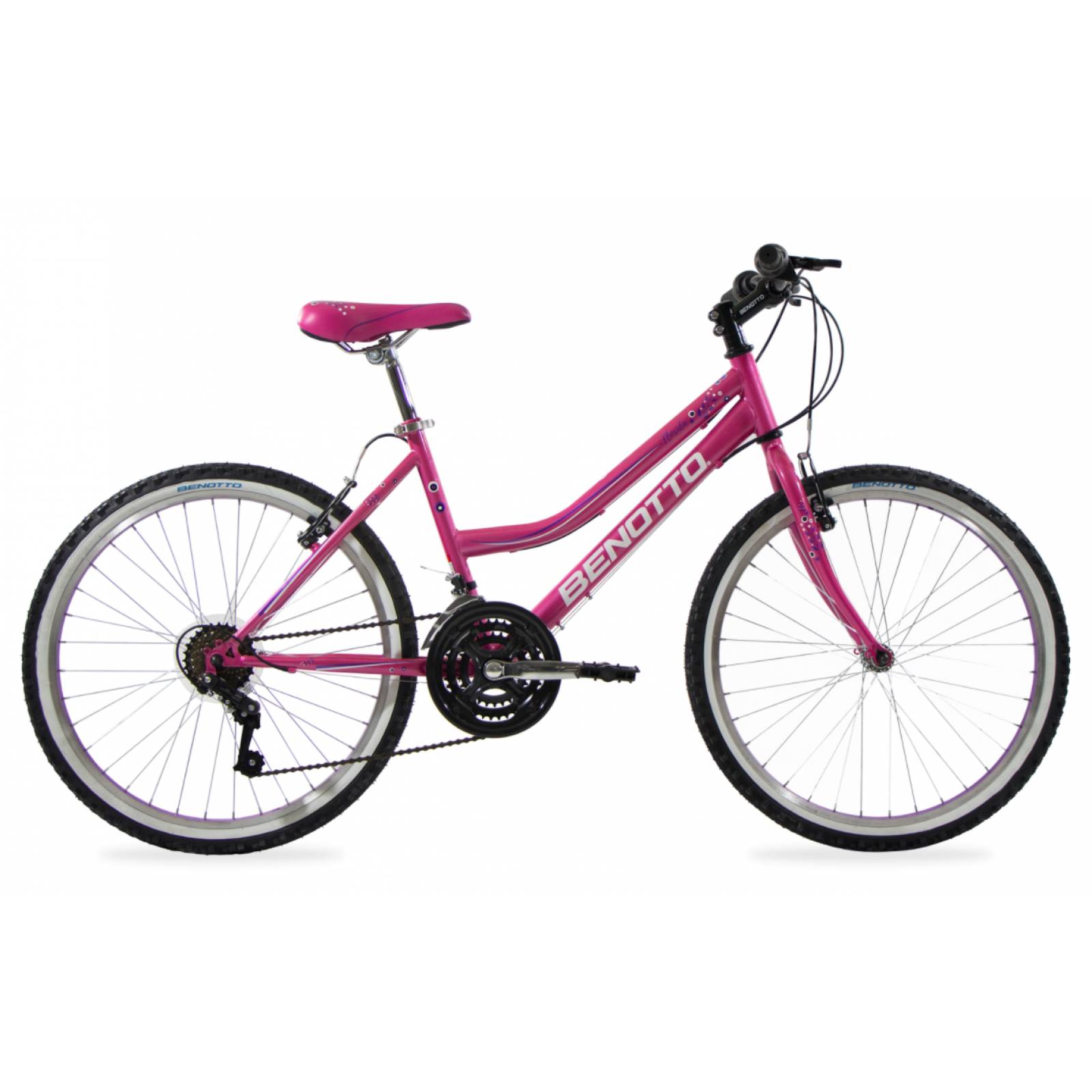 Bicicleta Benotto Montaña Florida R24 21v Mujer Aqua Freno V Rosa claro