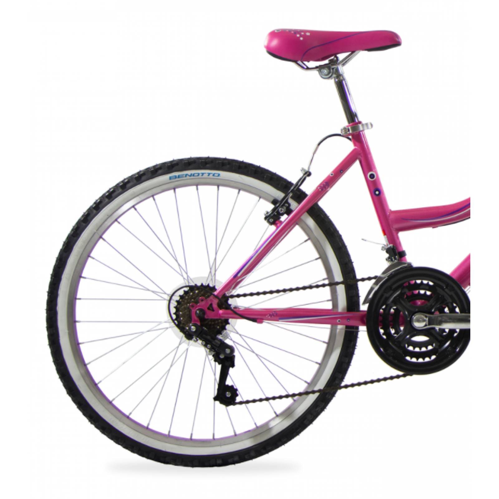 Bicicleta Benotto Montaña Florida R24 21v Mujer Aqua Freno V Rosa claro