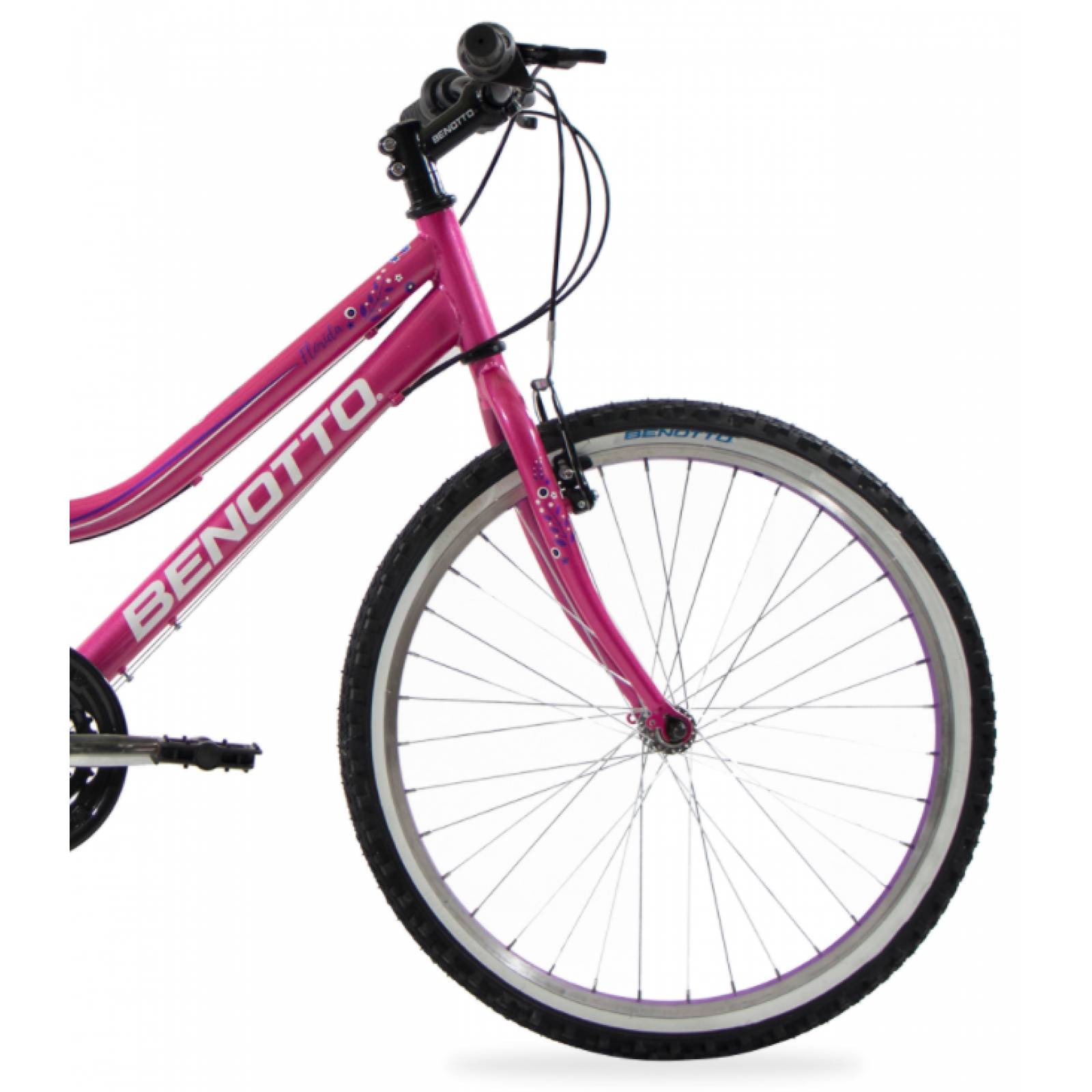 Bicicleta Benotto Montaña Florida R24 21v Mujer Aqua Freno V Rosa