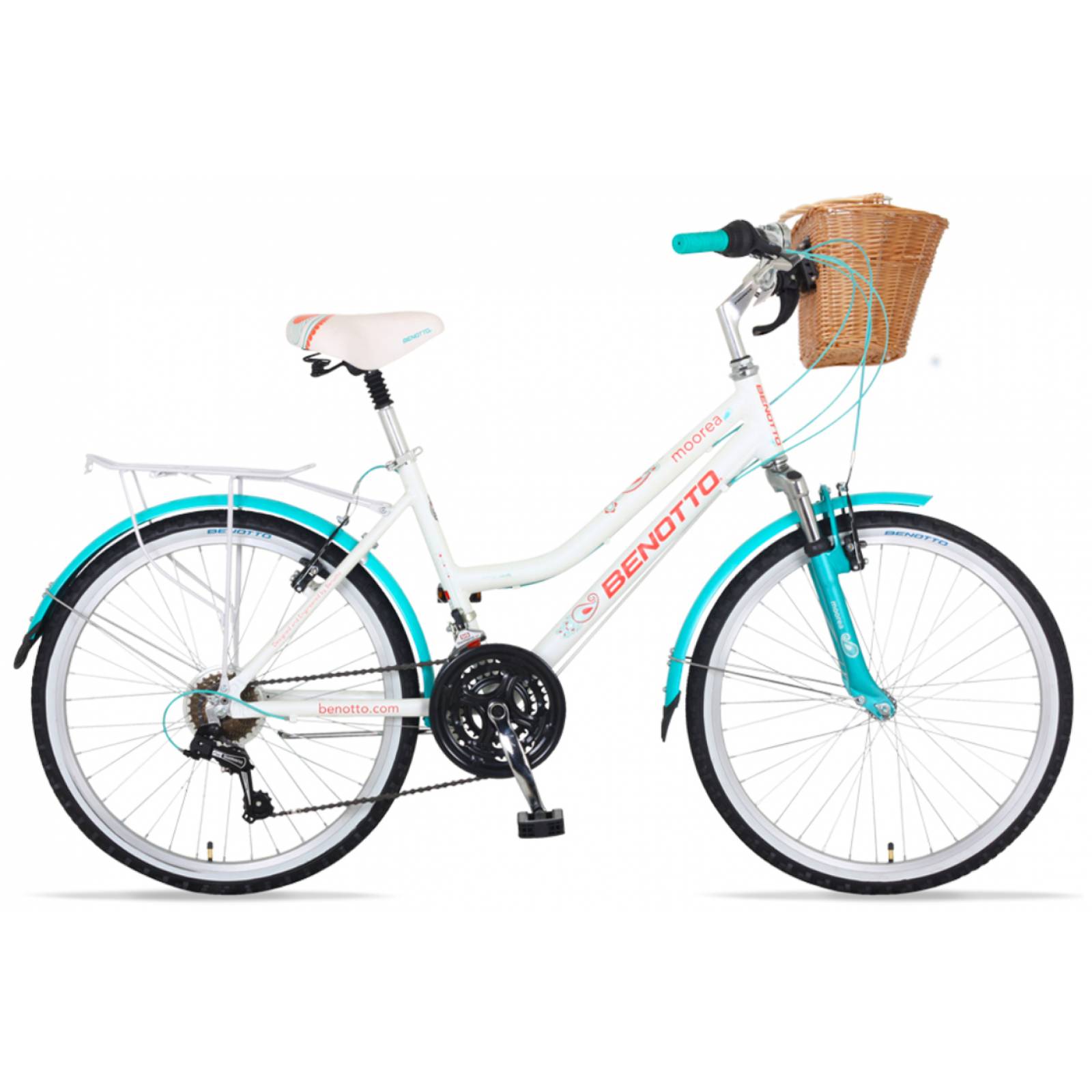 Bicicleta BENOTTO City MOOREA R26 21V Aluminio Suspensión Blanco/Aqua Unico