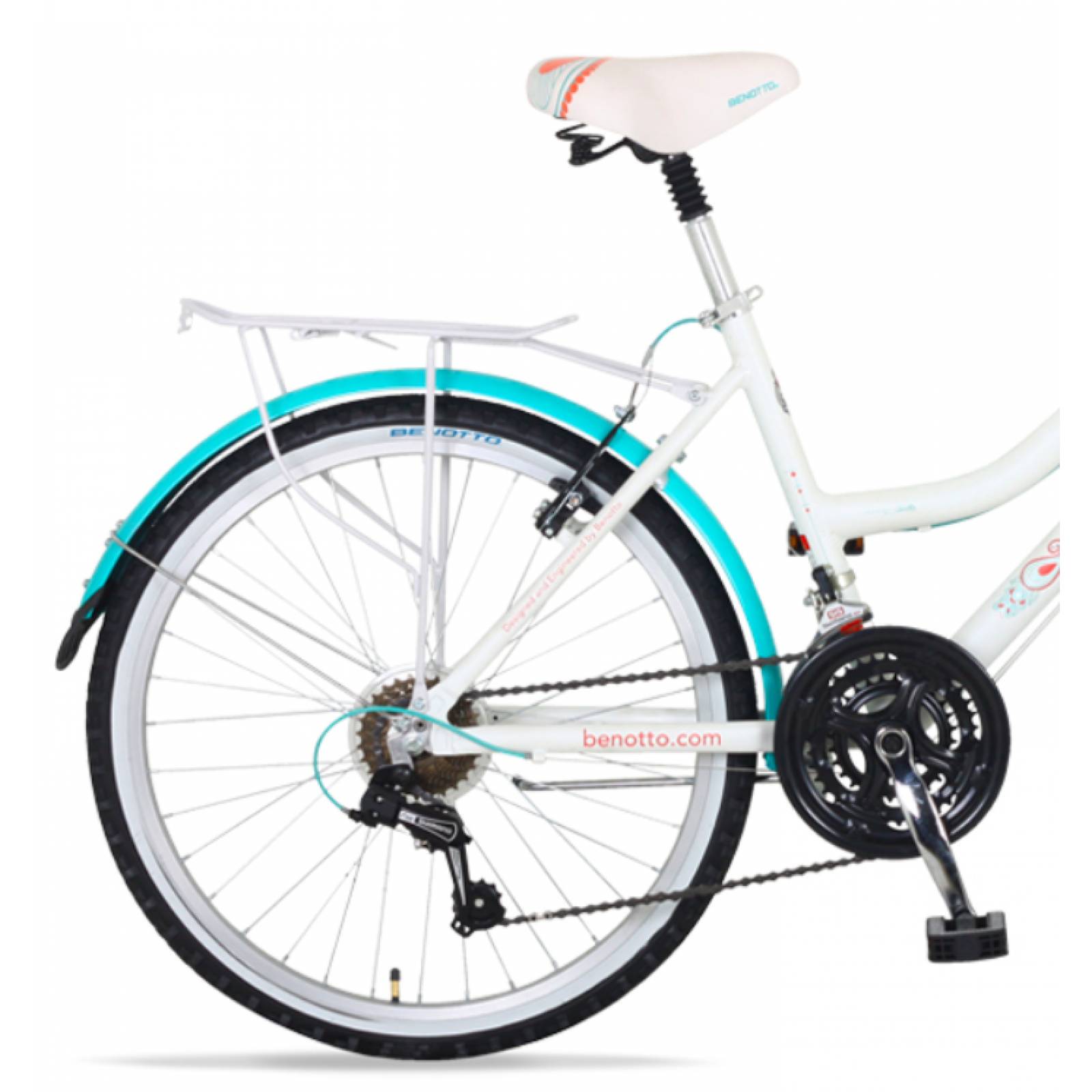 Bicicleta BENOTTO City MOOREA R26 21V Aluminio Suspensión Blanco/Aqua Unico