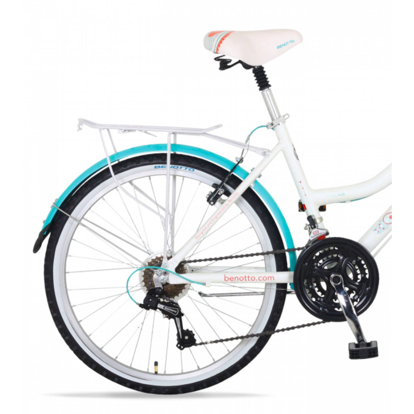 Bicicleta BENOTTO City MOOREA R24 21V Aluminio Suspensión Blanco/Aqua