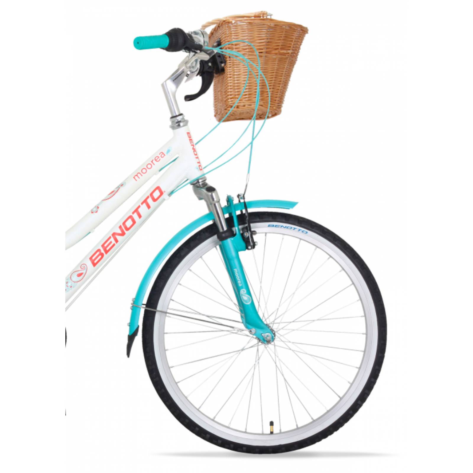 Bicicleta BENOTTO City MOOREA R24 21V Aluminio Suspensión Blanco/Aqua